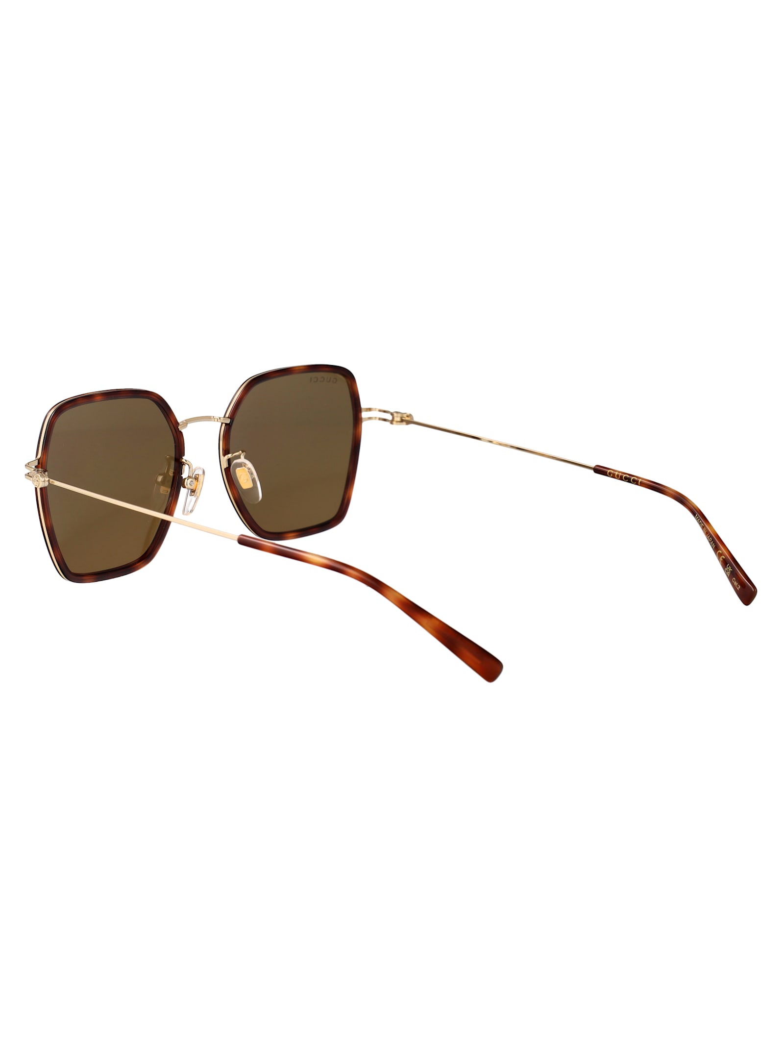 Gucci Havana-gold-brown Acetate Sunglasses In Brown