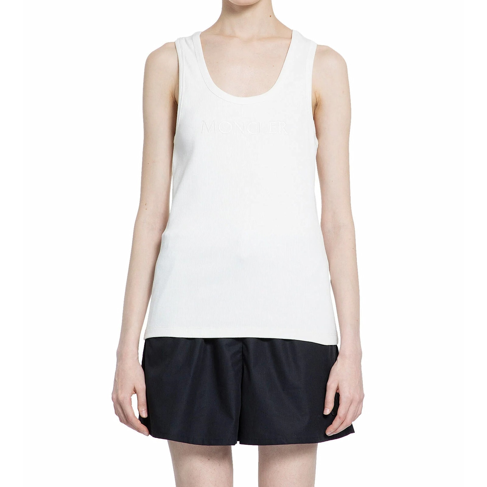 Shop Moncler Logo Tank Top In White