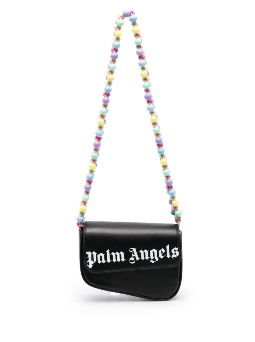 Shop Palm Angels Mini Crash Beads Embellished Shoulder Bag In Black Leather Woman