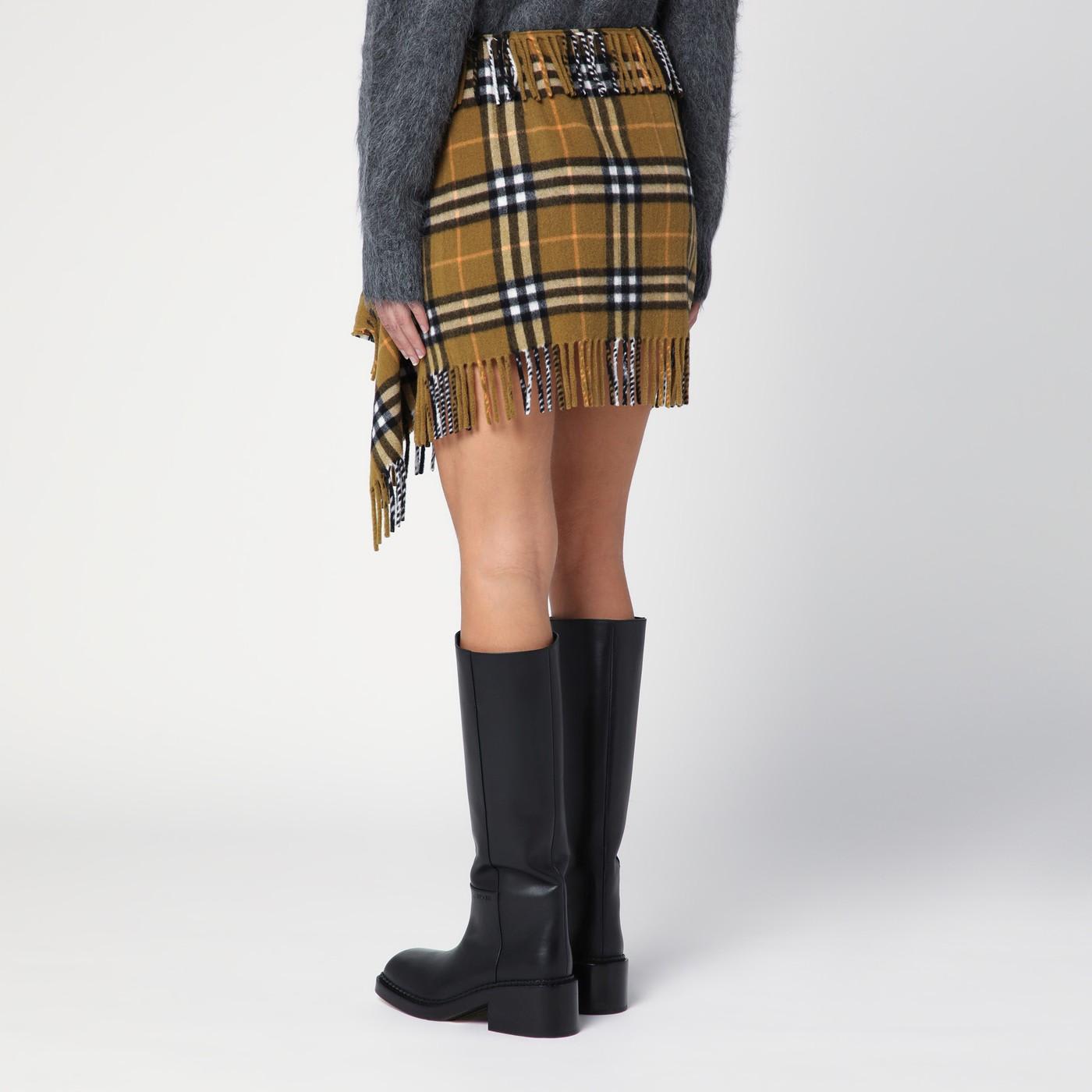 Shop Burberry Check Pattern Wool And Cashmere Scarf Skirt In Oxide Ip Check