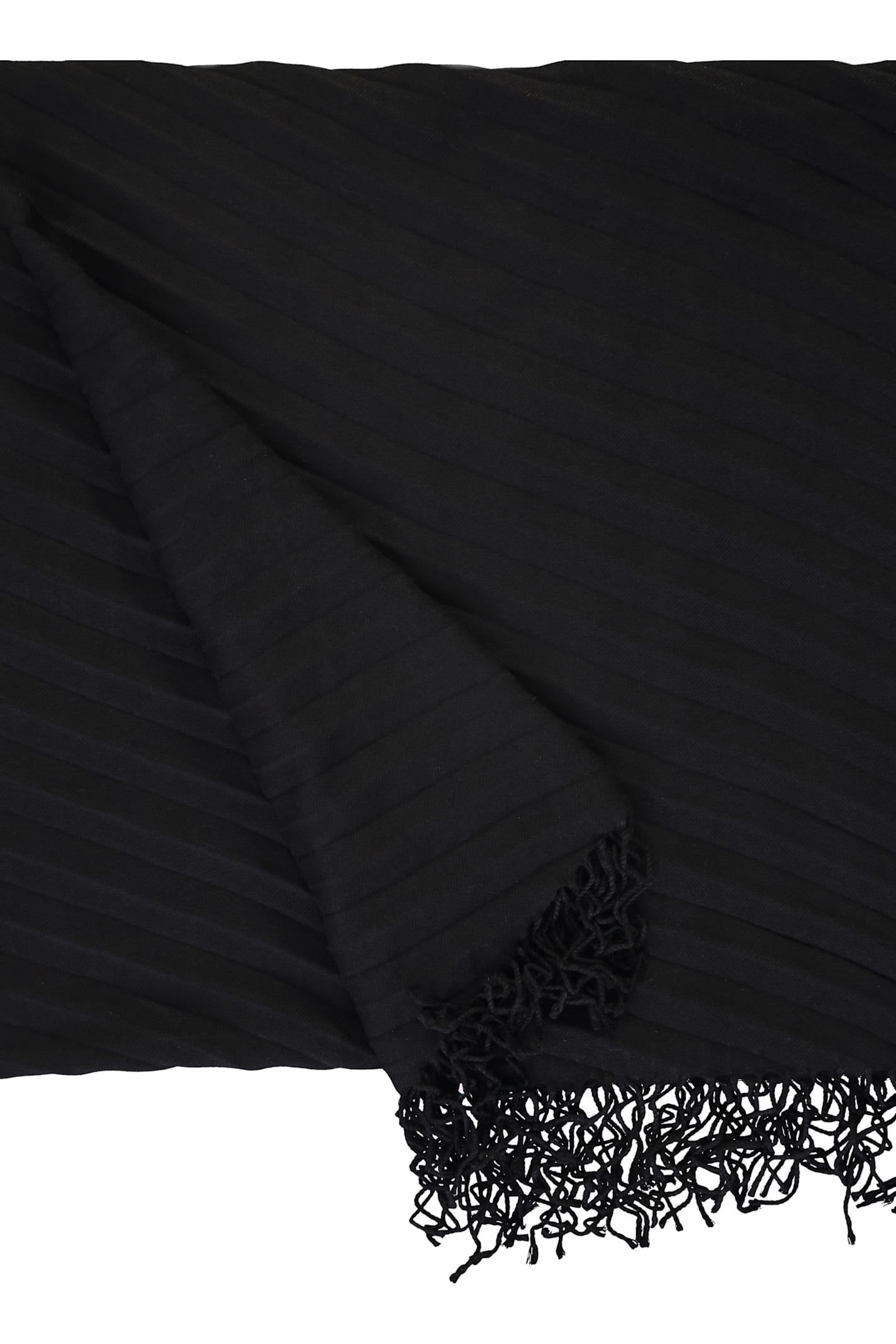 Fabiana Filippi Frayed-edge Pleated Scarf In Black