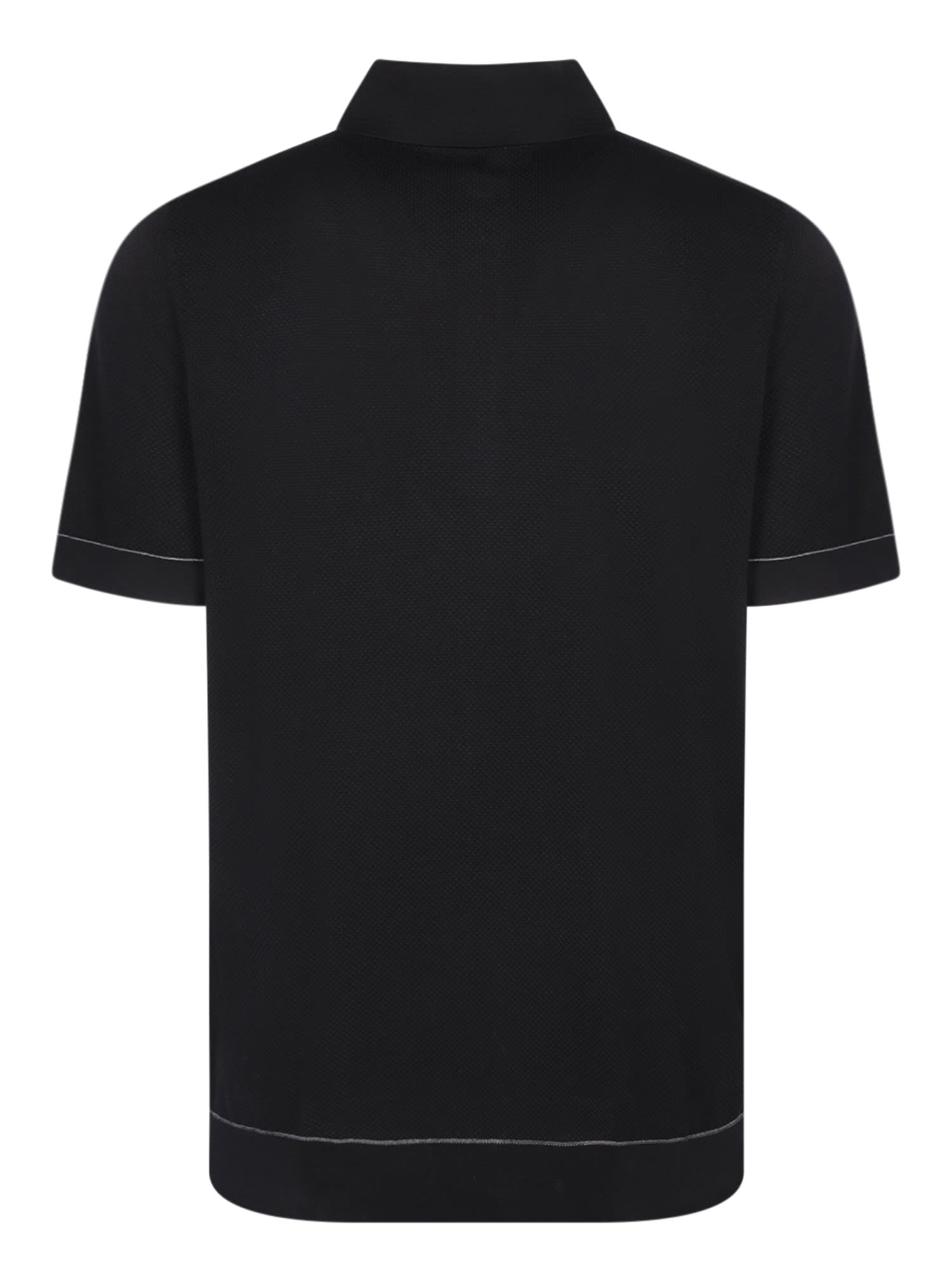 Shop Brioni Sea Island Black Polo Shirt