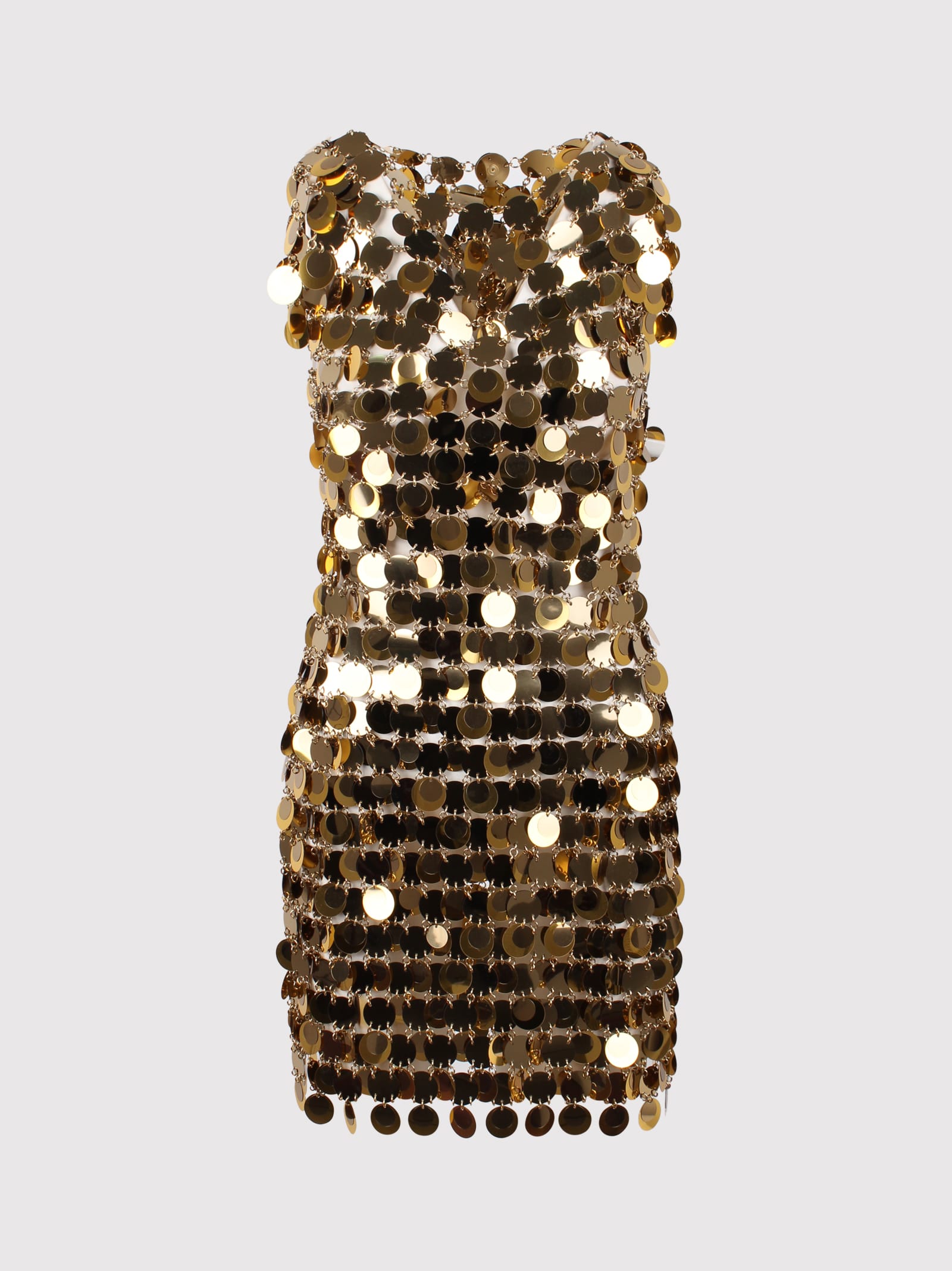 Shop Rabanne Chainmail Mini Dress In Golden
