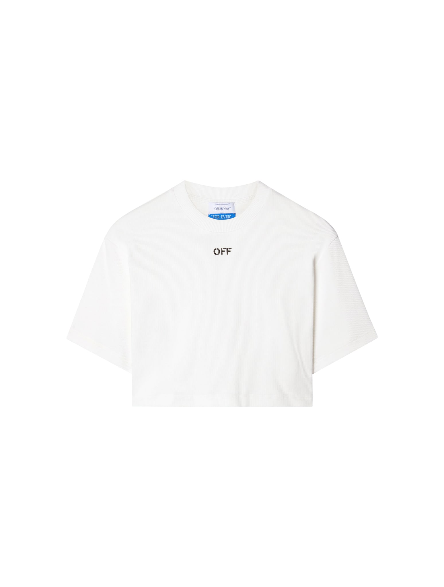 Shop Off-white Off Stamp Rib Cropped Tee In White Black