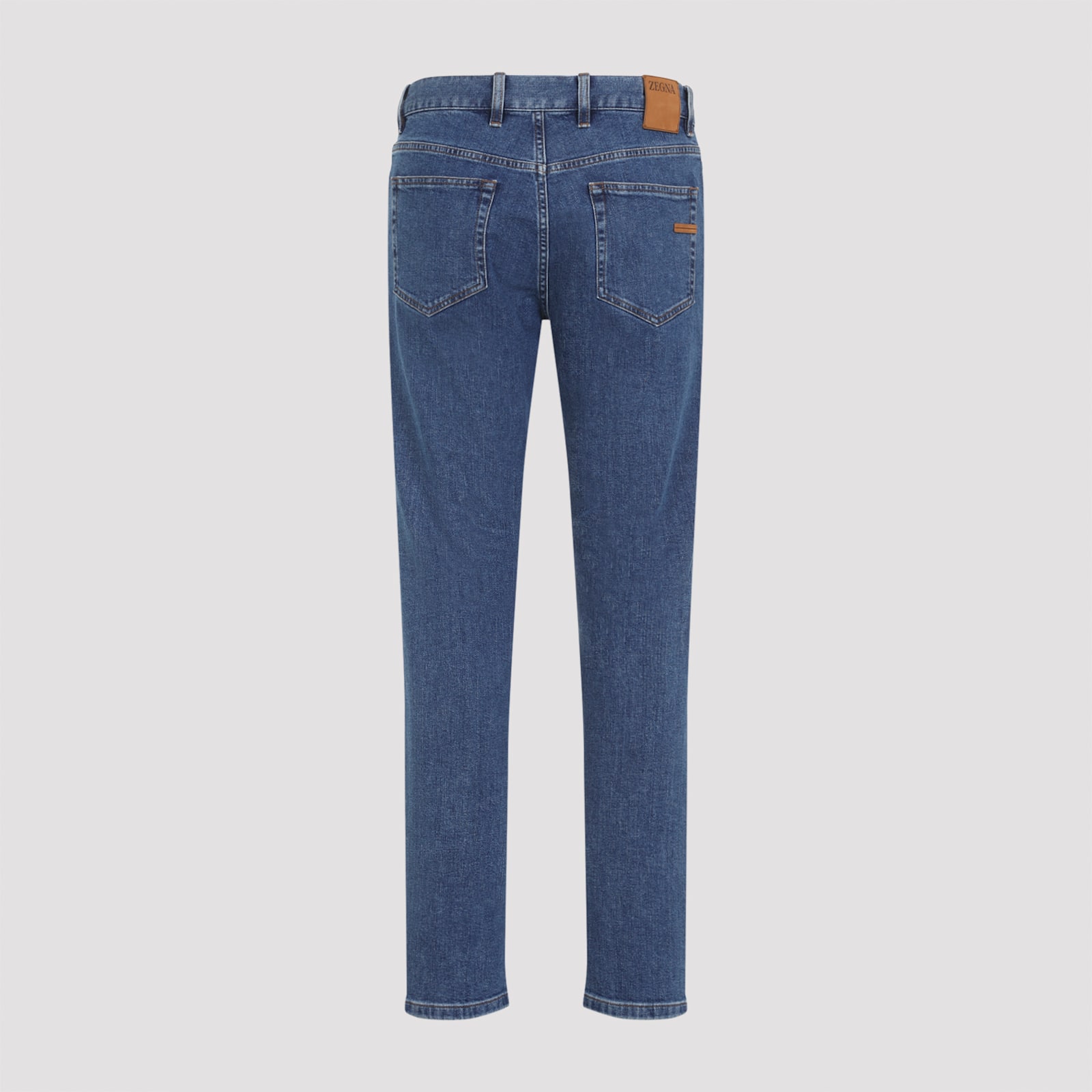 Zegna Denim Trousers With Belt Loops And Pockets In Blue