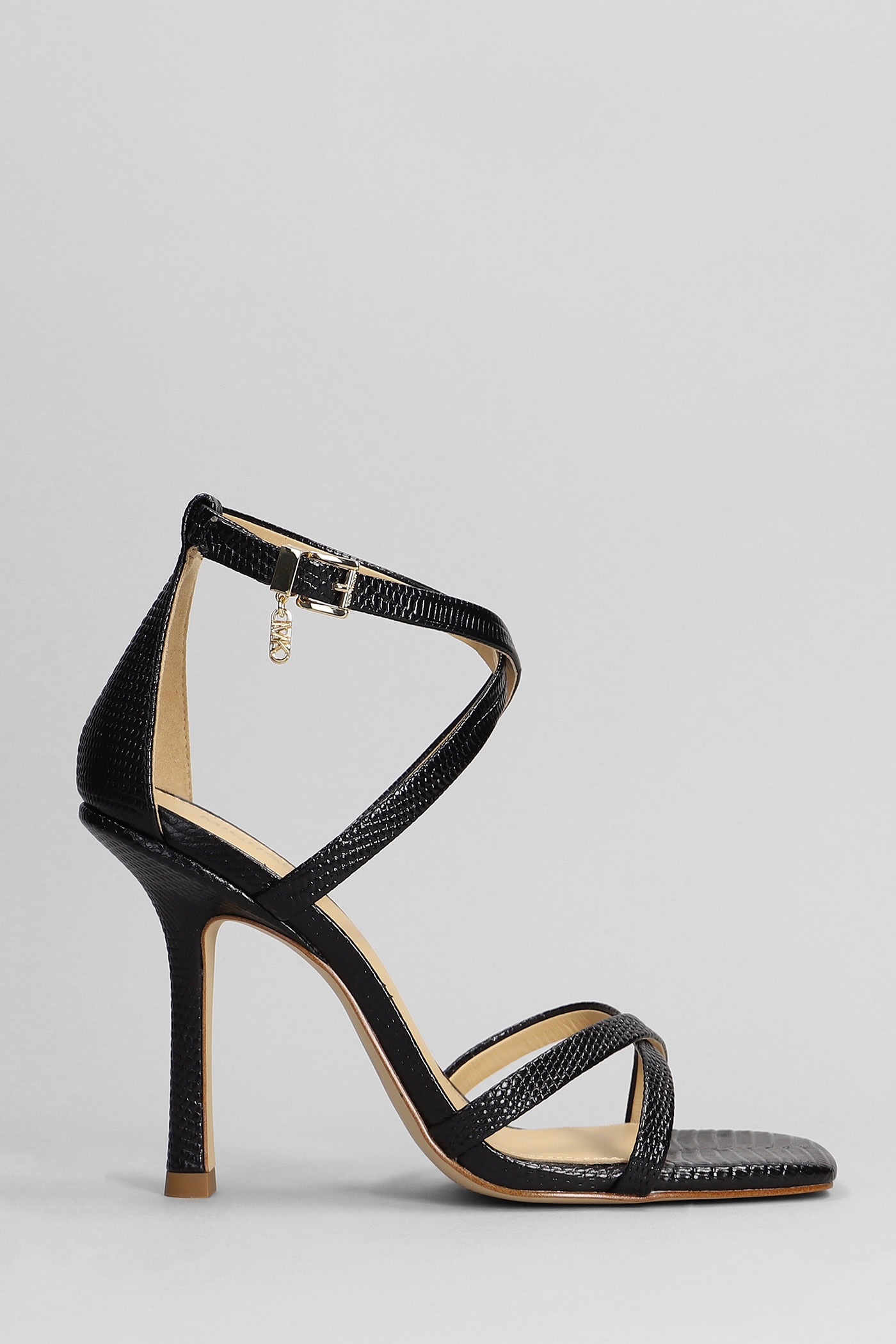 Shop Michael Kors Celia Sandals In Black Leather