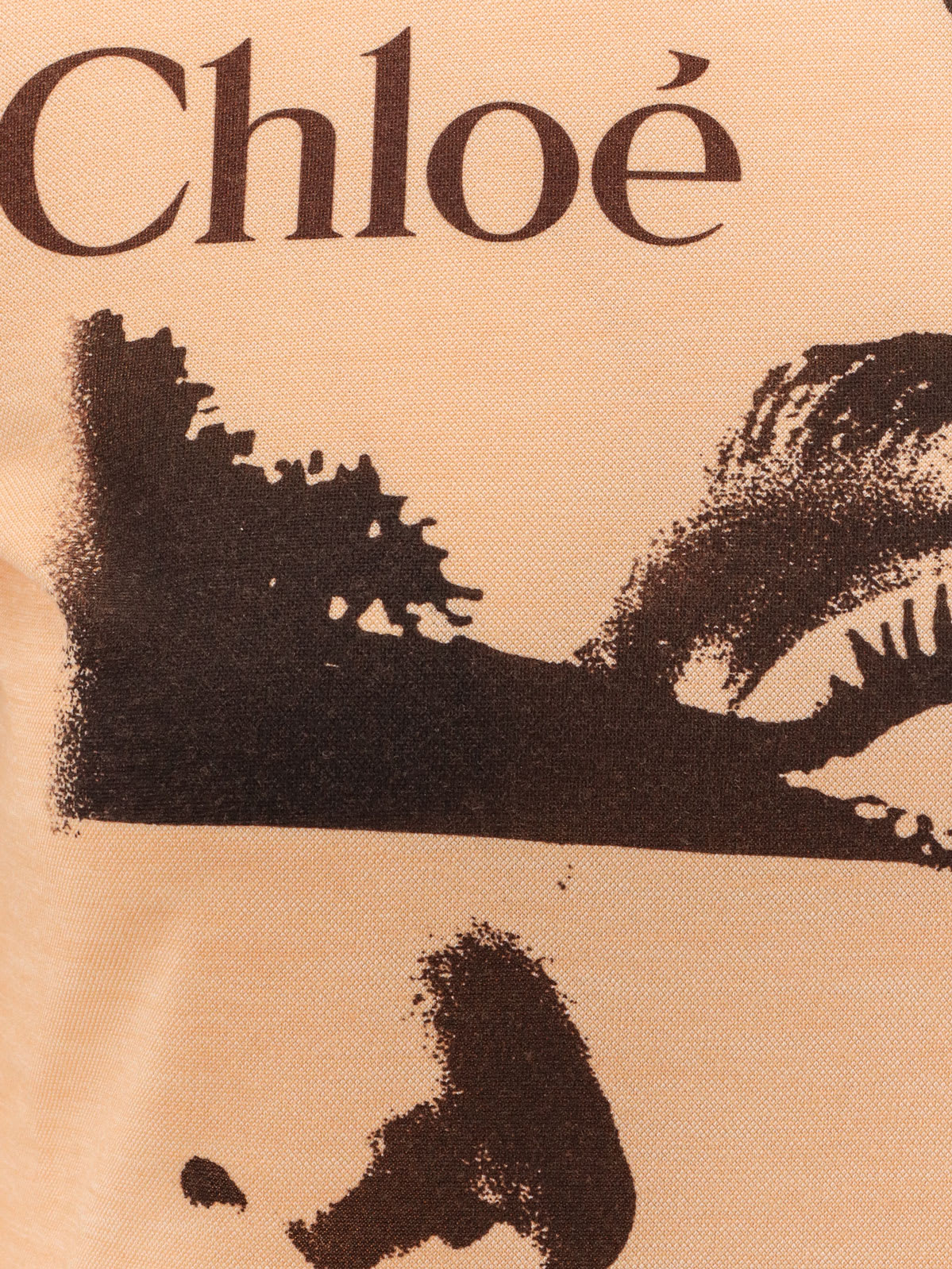 Shop Chloé Jersey T-shirt With A Large Portrait Print And Logo In Orange