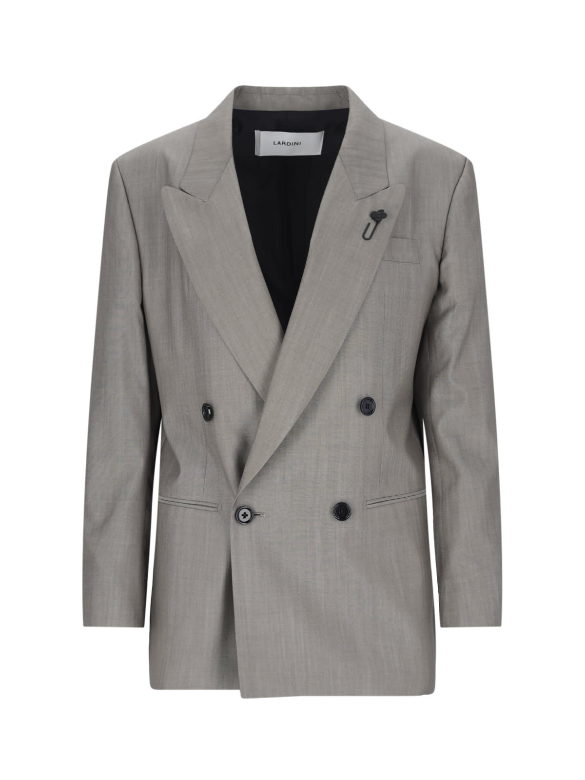 Shop Lardini Double-breasted Suit In Gray