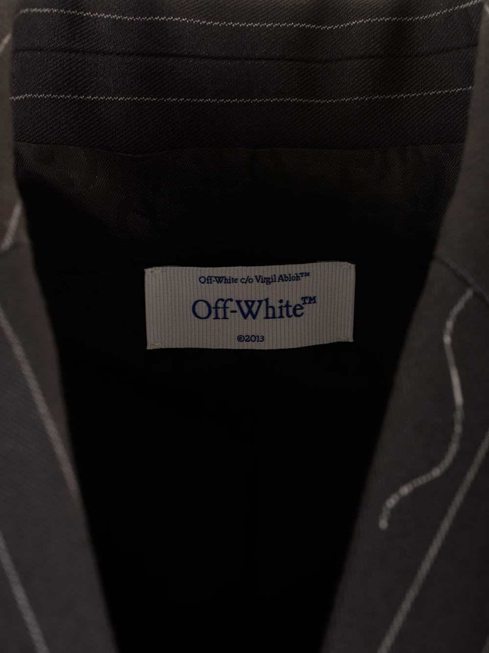 Shop Off-white Pinstriped Blazer In Grey