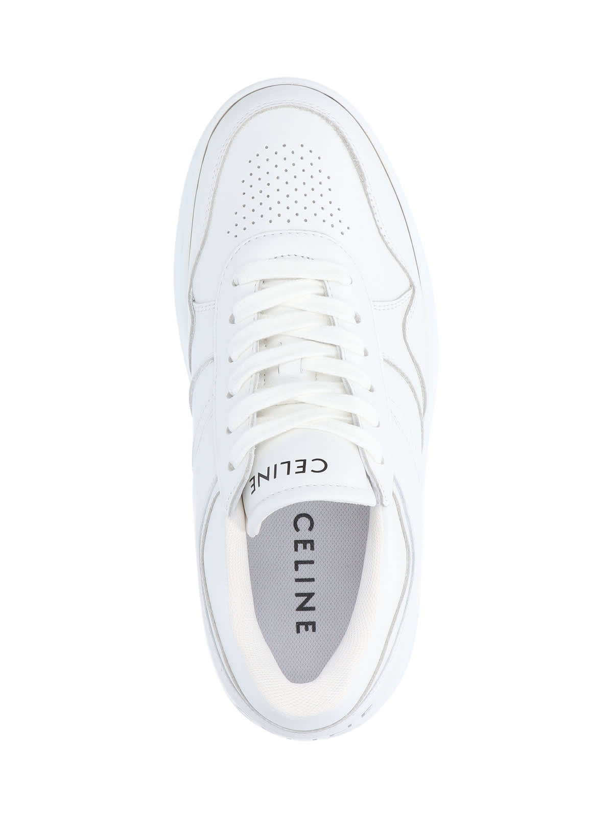 Celine Logo Platform Sneakers In White