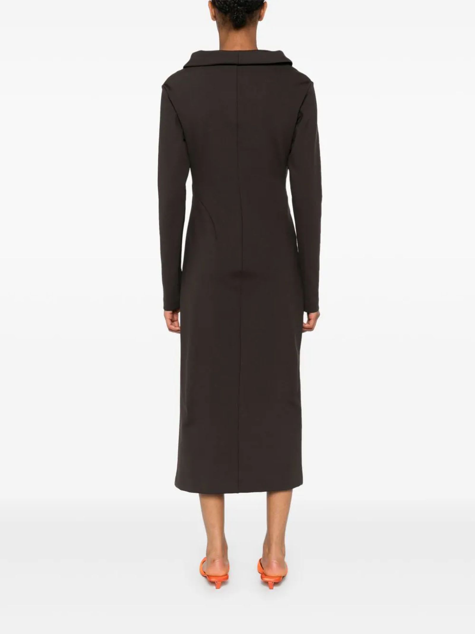 Shop Philosophy Di Lorenzo Serafini Brown Jersey Midi Dress