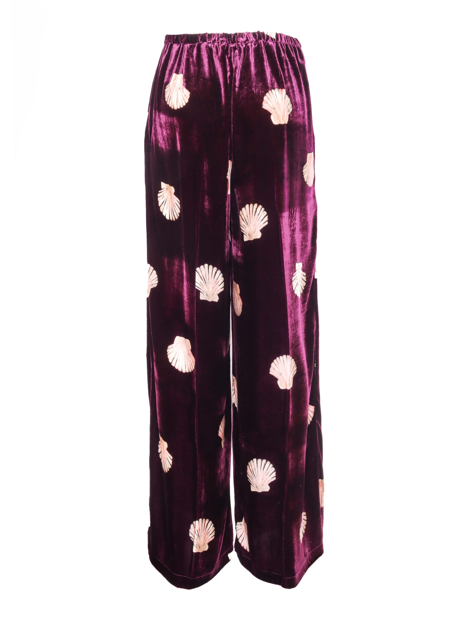 Shop Forte Forte Mother Of Pearl Printed Chic Velvet Trousers In Red