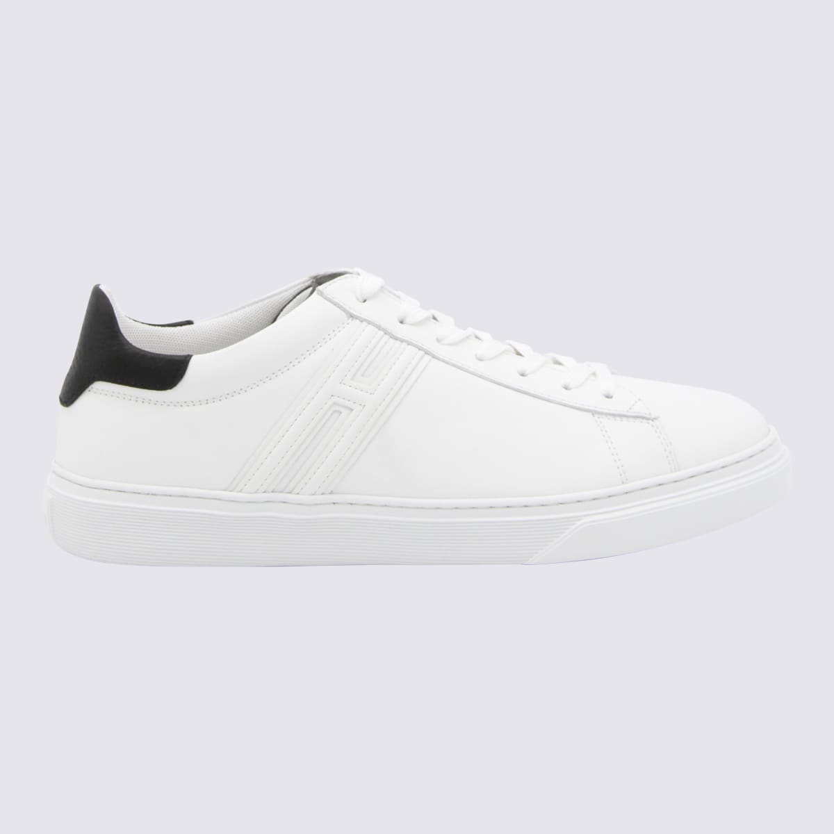 Shop Hogan White And Black Leather H365 Sneakers