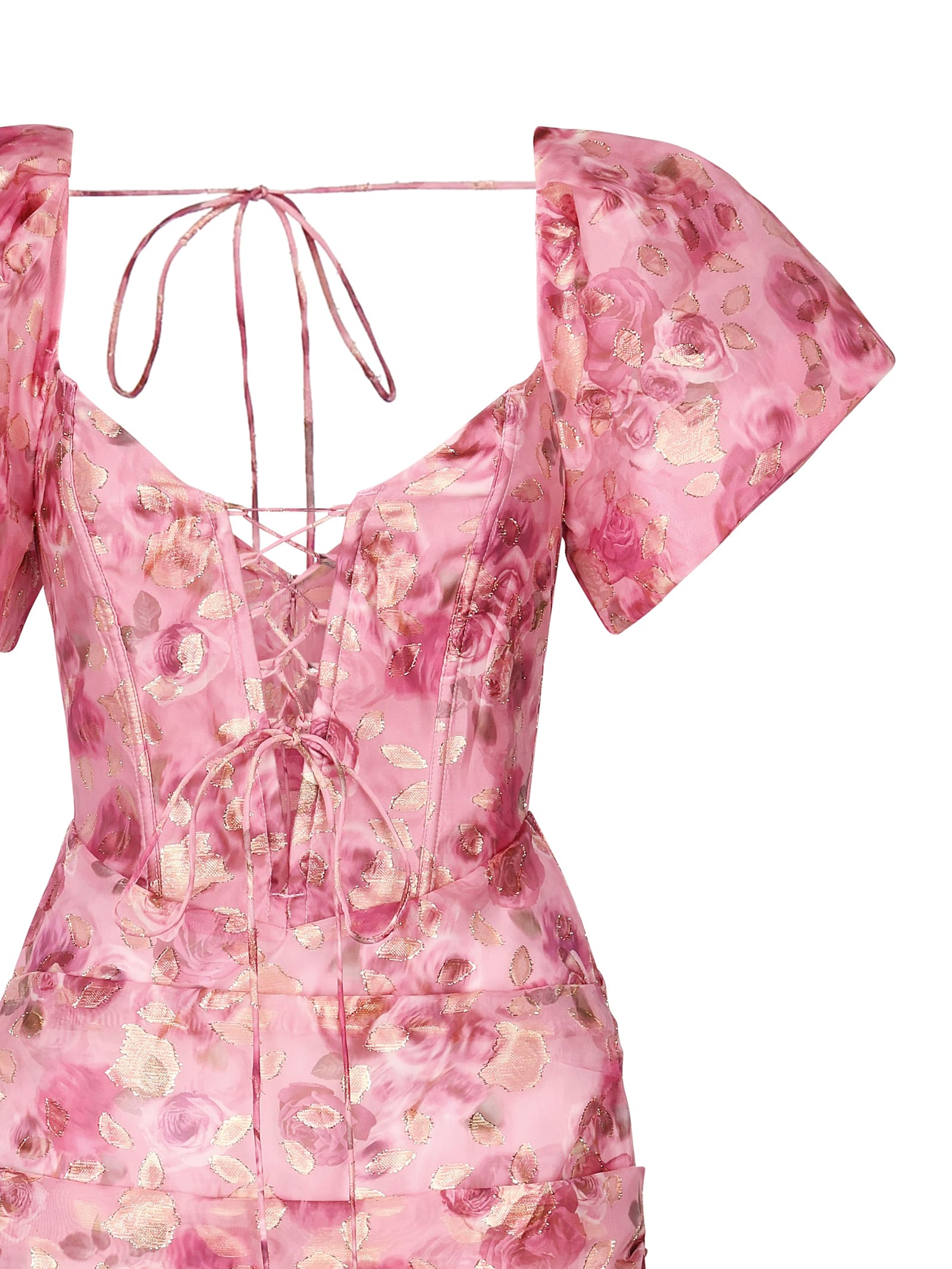For Love & Lemons Mini Dress With Blurred Roses In Pink