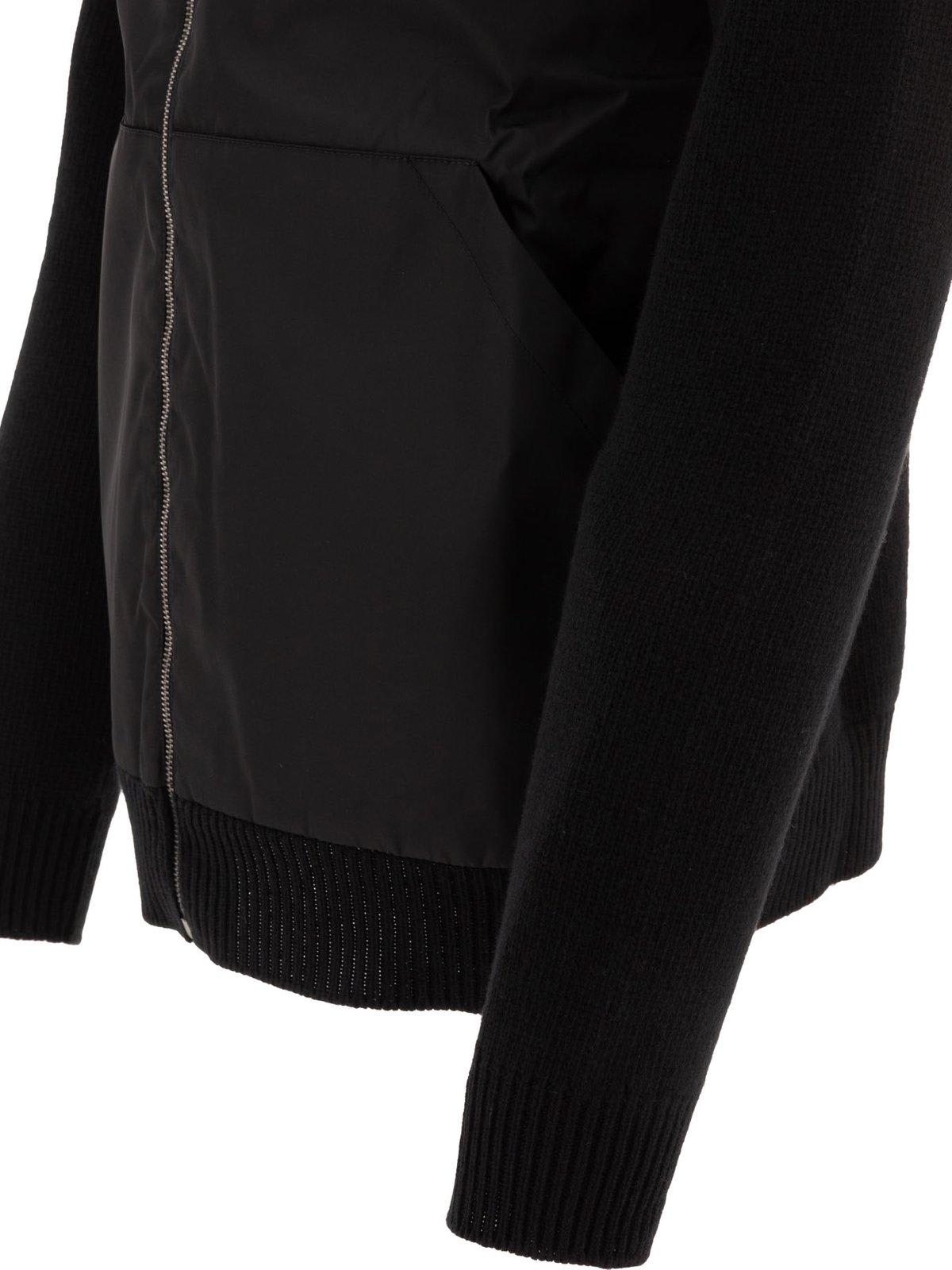 Prada Gabardine Zip-up Hoodie In Black