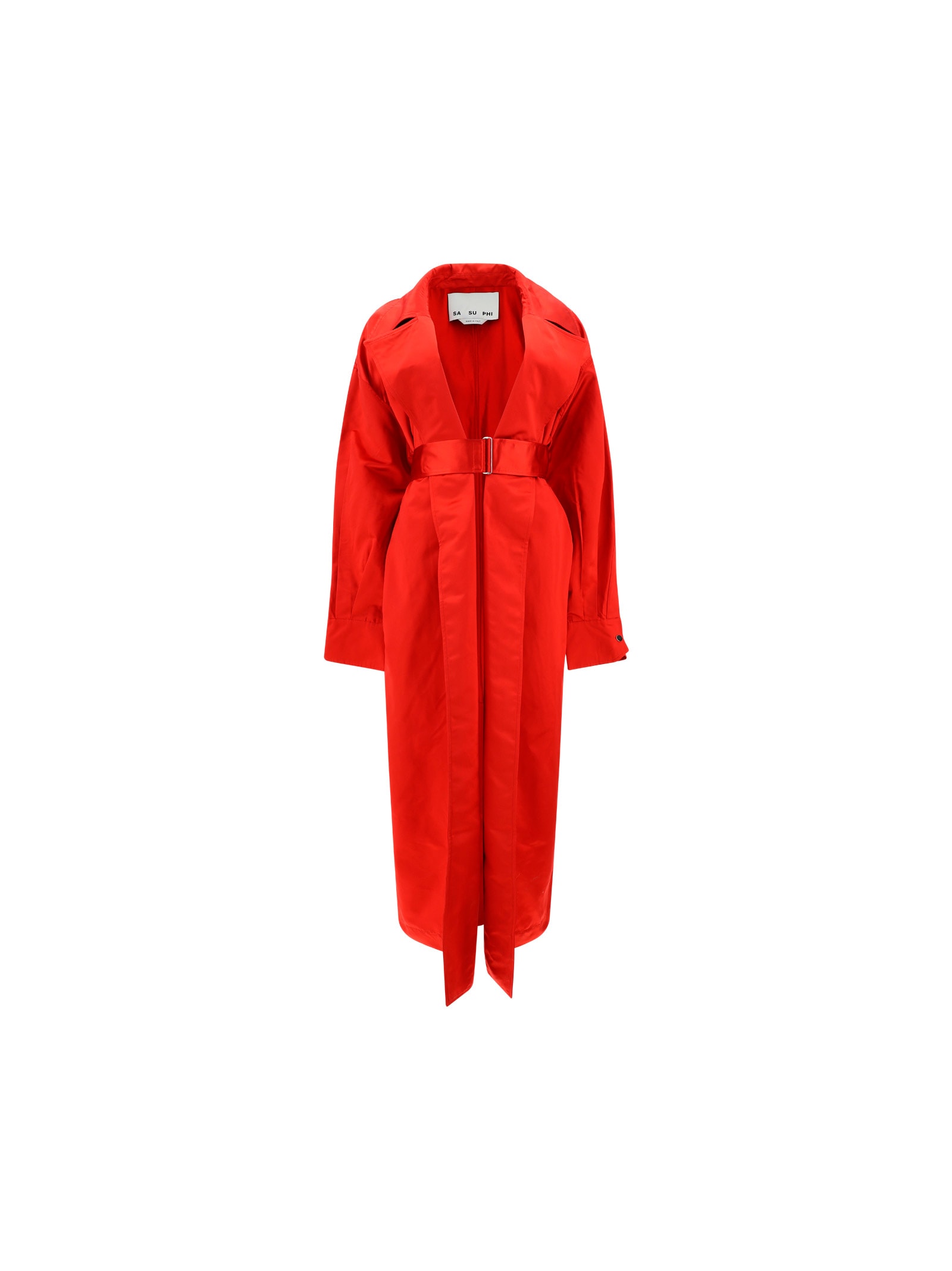 Shop Sa Su Phi Valentina Trench Coat In Red