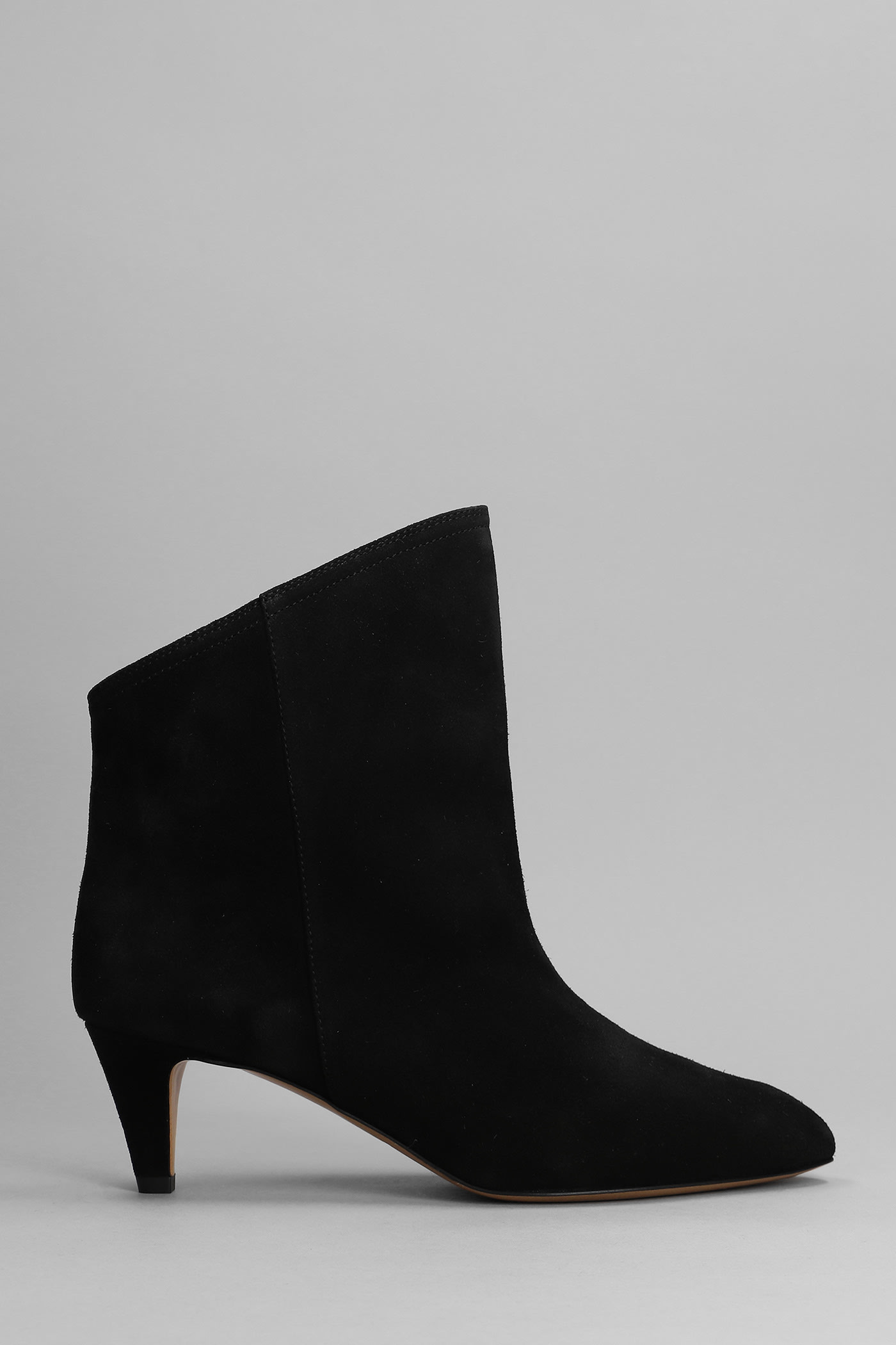 ISABEL MARANT DRIPI LOW HEELS ANKLE BOOTS IN BLACK SUEDE