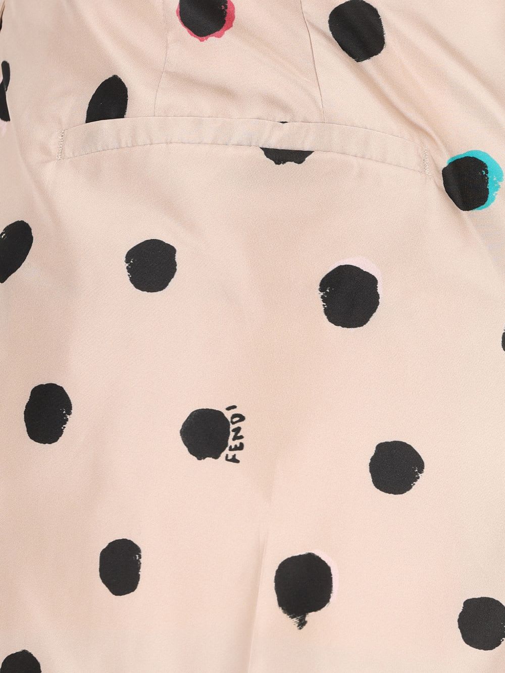 Fendi Silk Shorts Polka Dot Pockets Pleats In Neutral