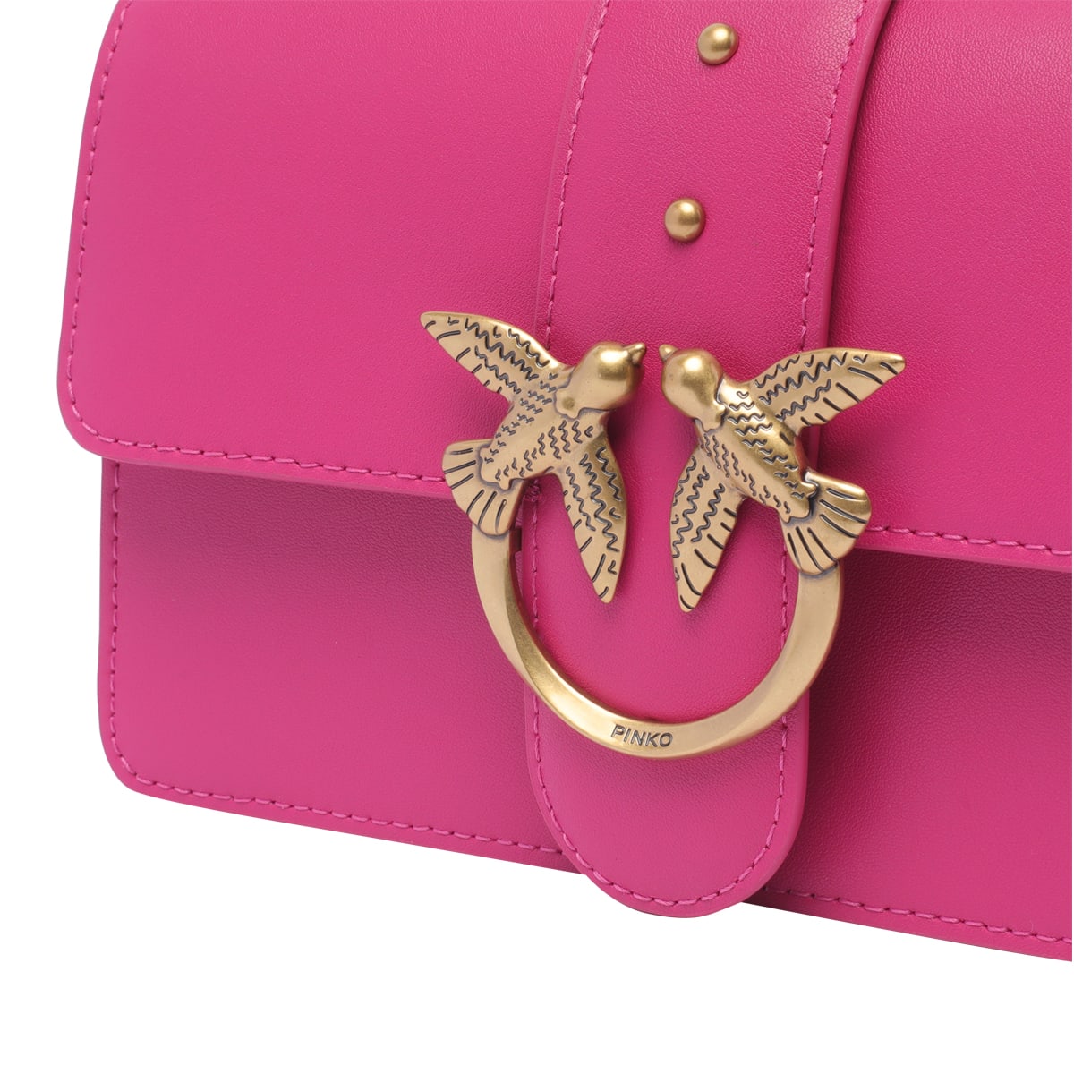 Shop Pinko Mini Love One Crossbody Bag In Fuchsia