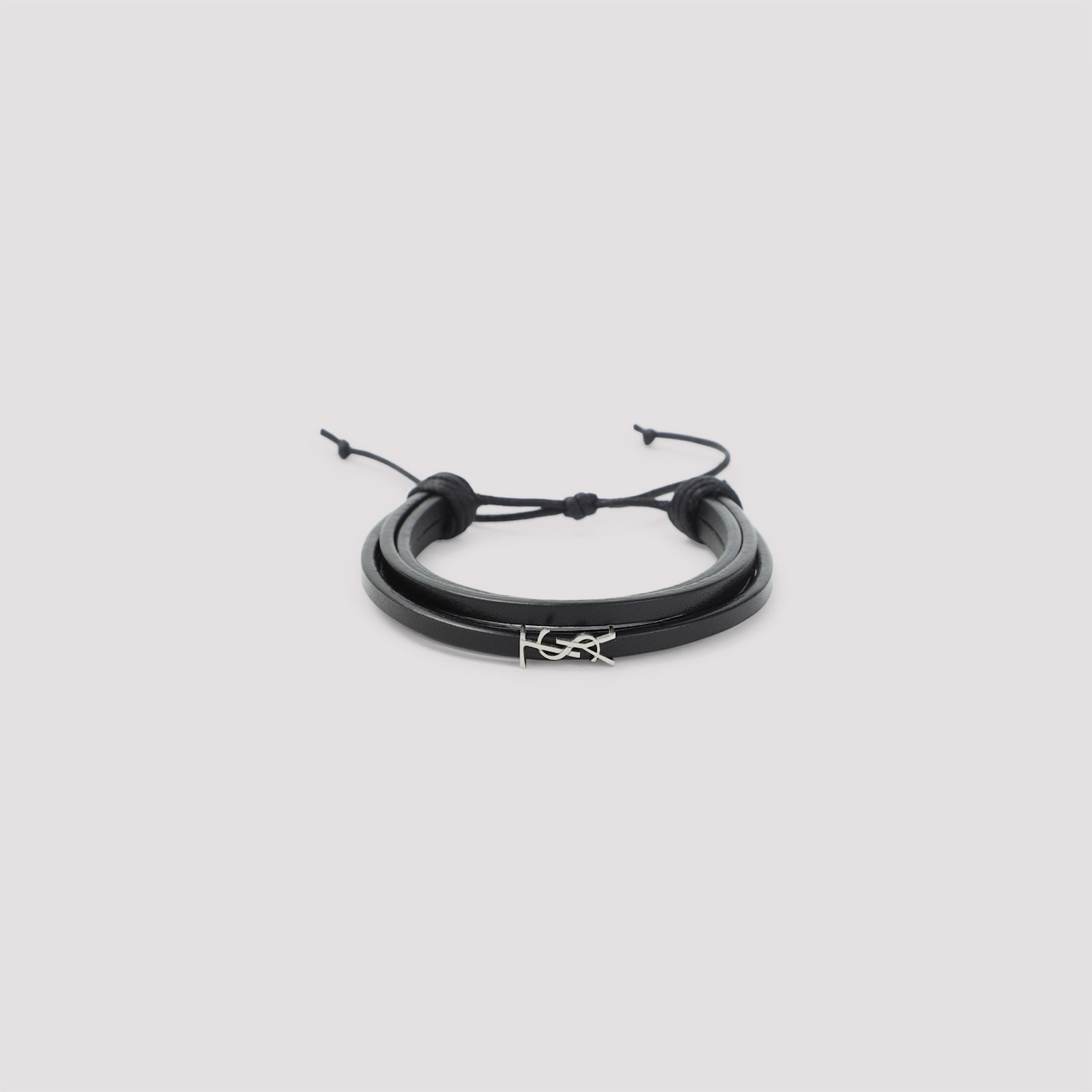 Saint Laurent Cassandre Multi-strand Leather Bracelet Accessories In Black