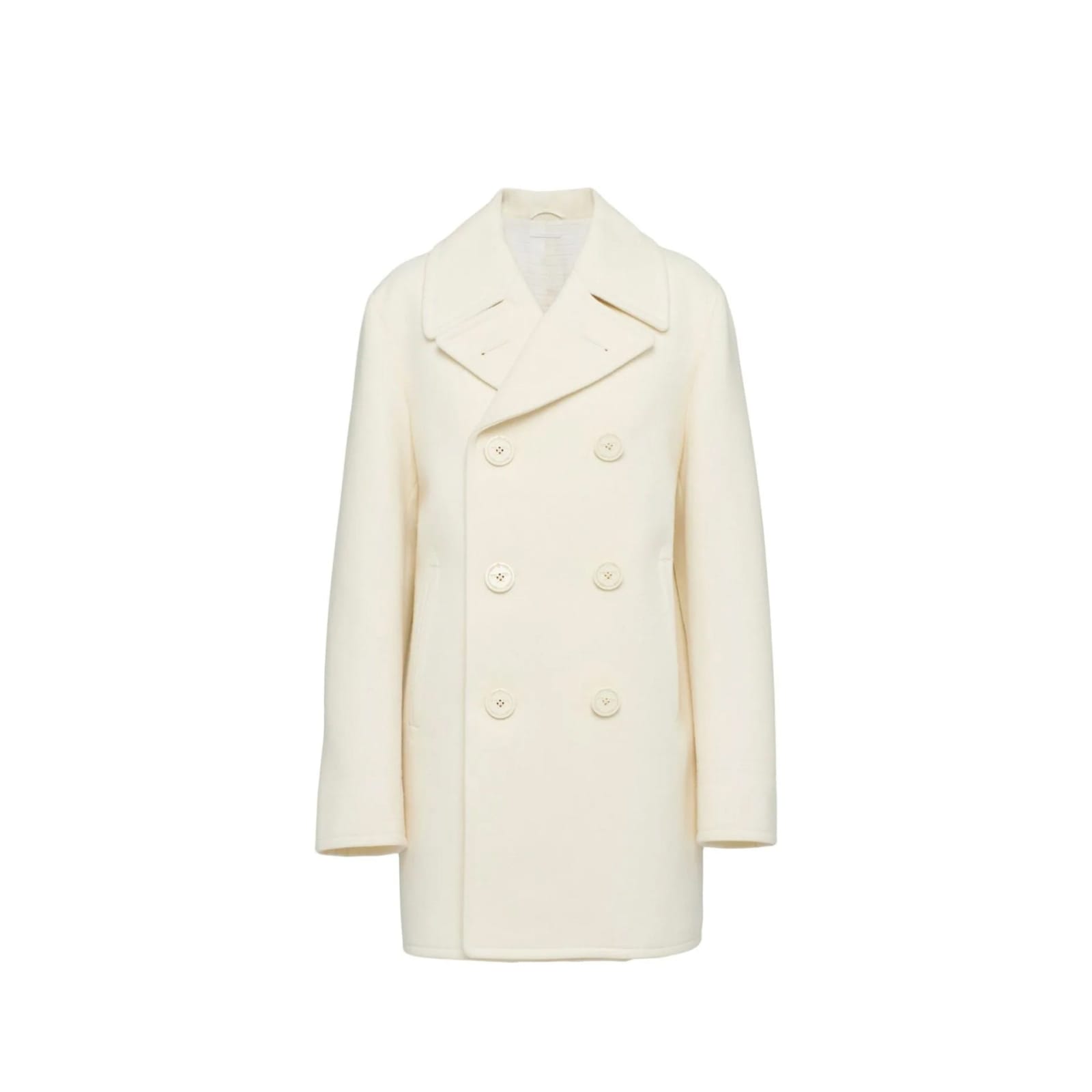 Shop Prada Double-breasted Wool Coat In White