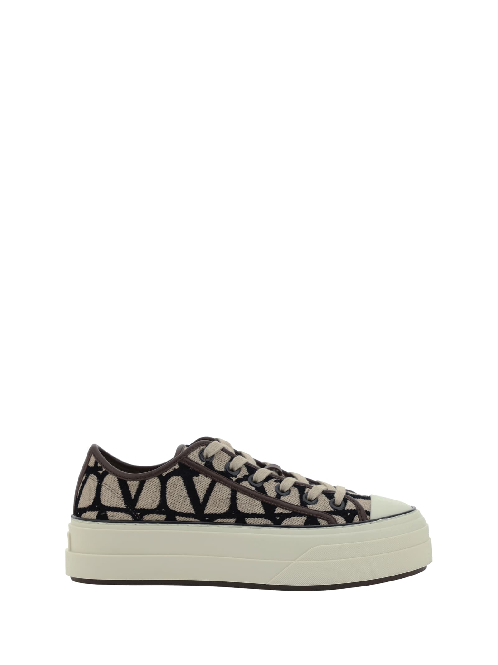 Shop Valentino Toile Iconographe Sneakers In Naturale-nero/fondant