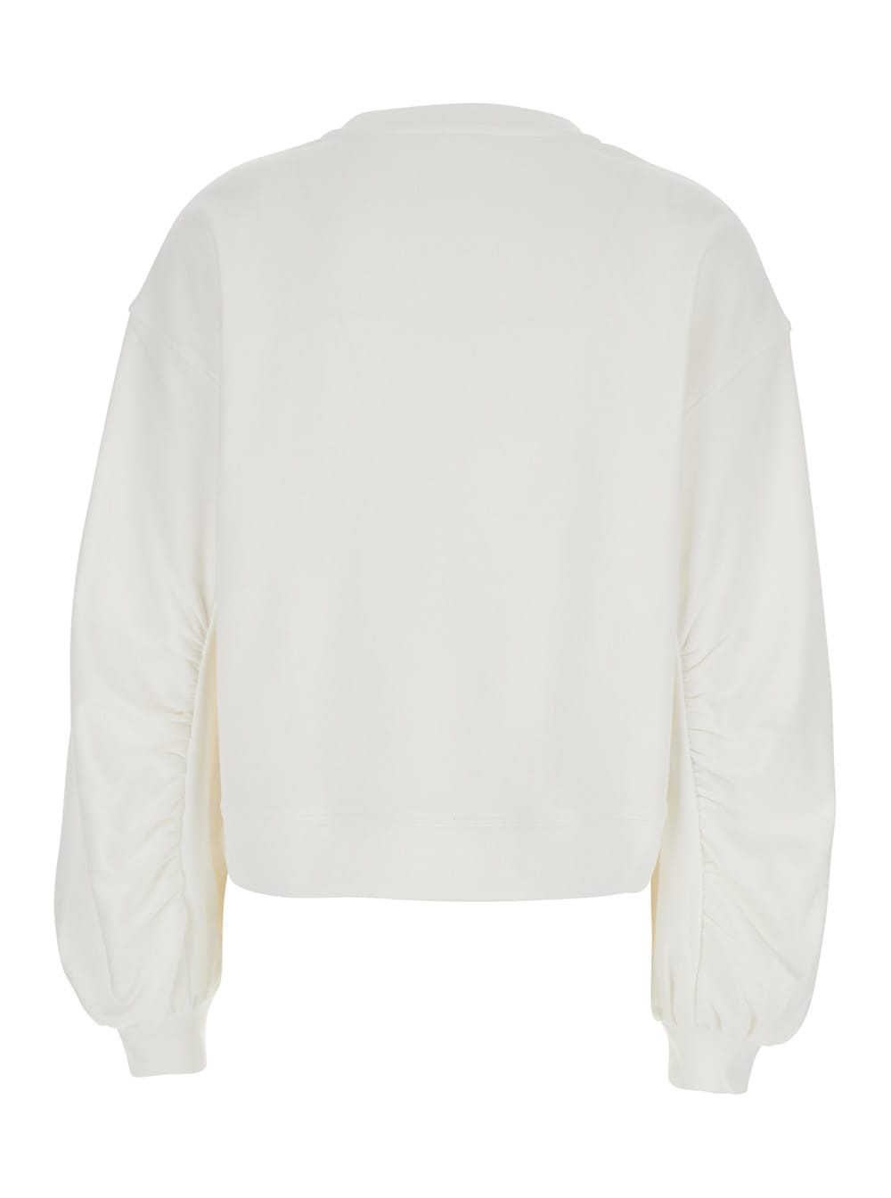 White Crewneck Sweatshirt With Love Birds Logo On The Chest In Cotton Woman
