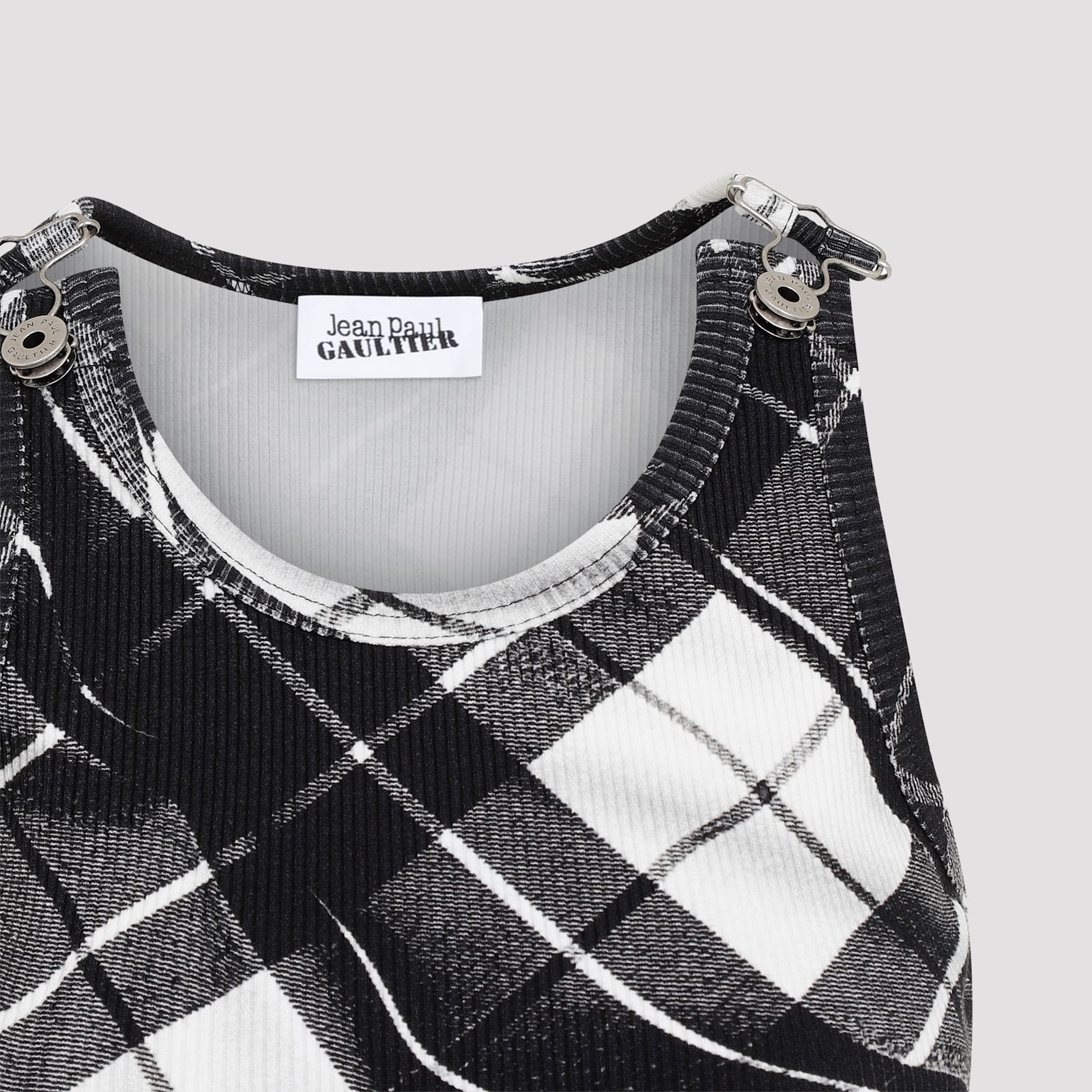 Shop Jean Paul Gaultier Printed Tartan Printed Top In Black Grey White