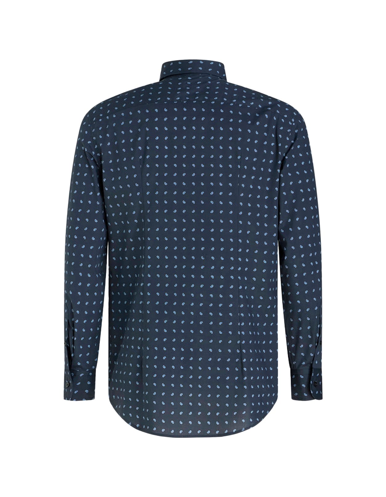 Shop Etro Navy Blue Shirt With Micro Paisley Patterns