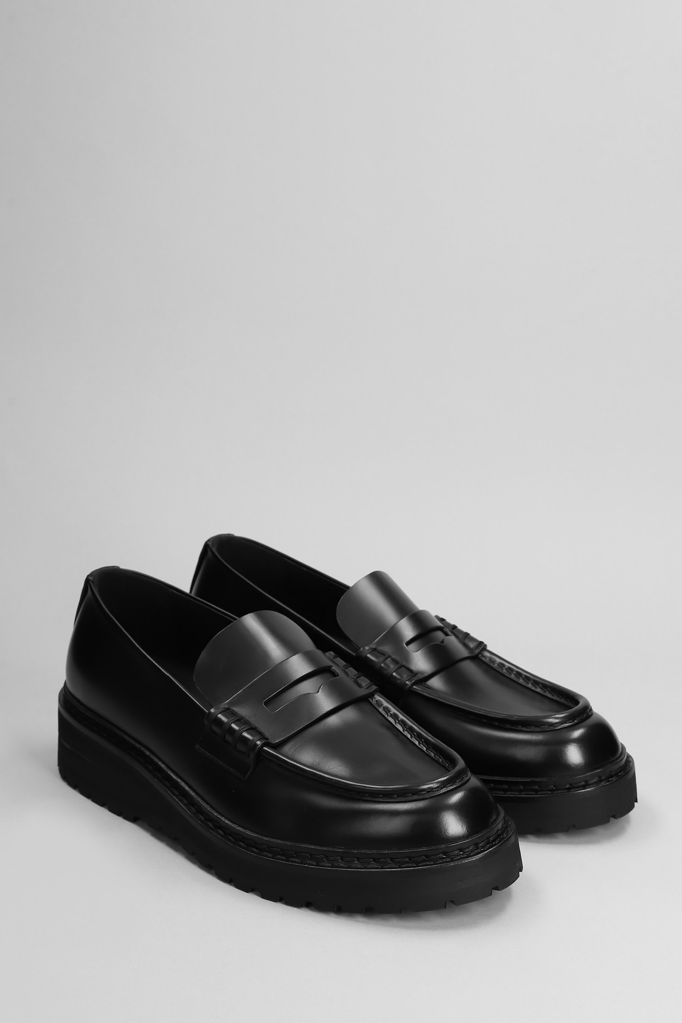 Shop Giorgio Armani Loafers In Black Leather In C Nero