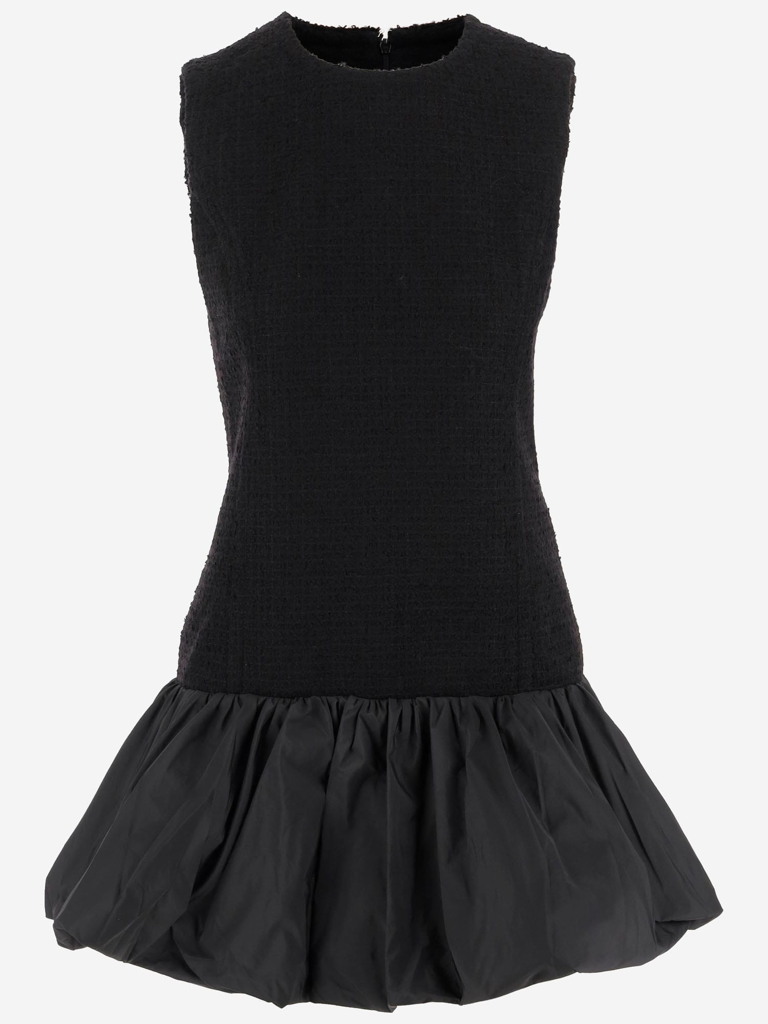 Patou Wool Blend Dress With Ruffles In Black