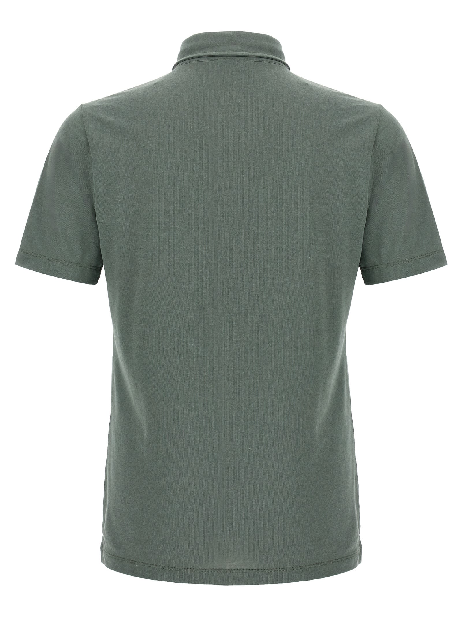 Zanone Dark Grey Cotton Polo Shirt In Green