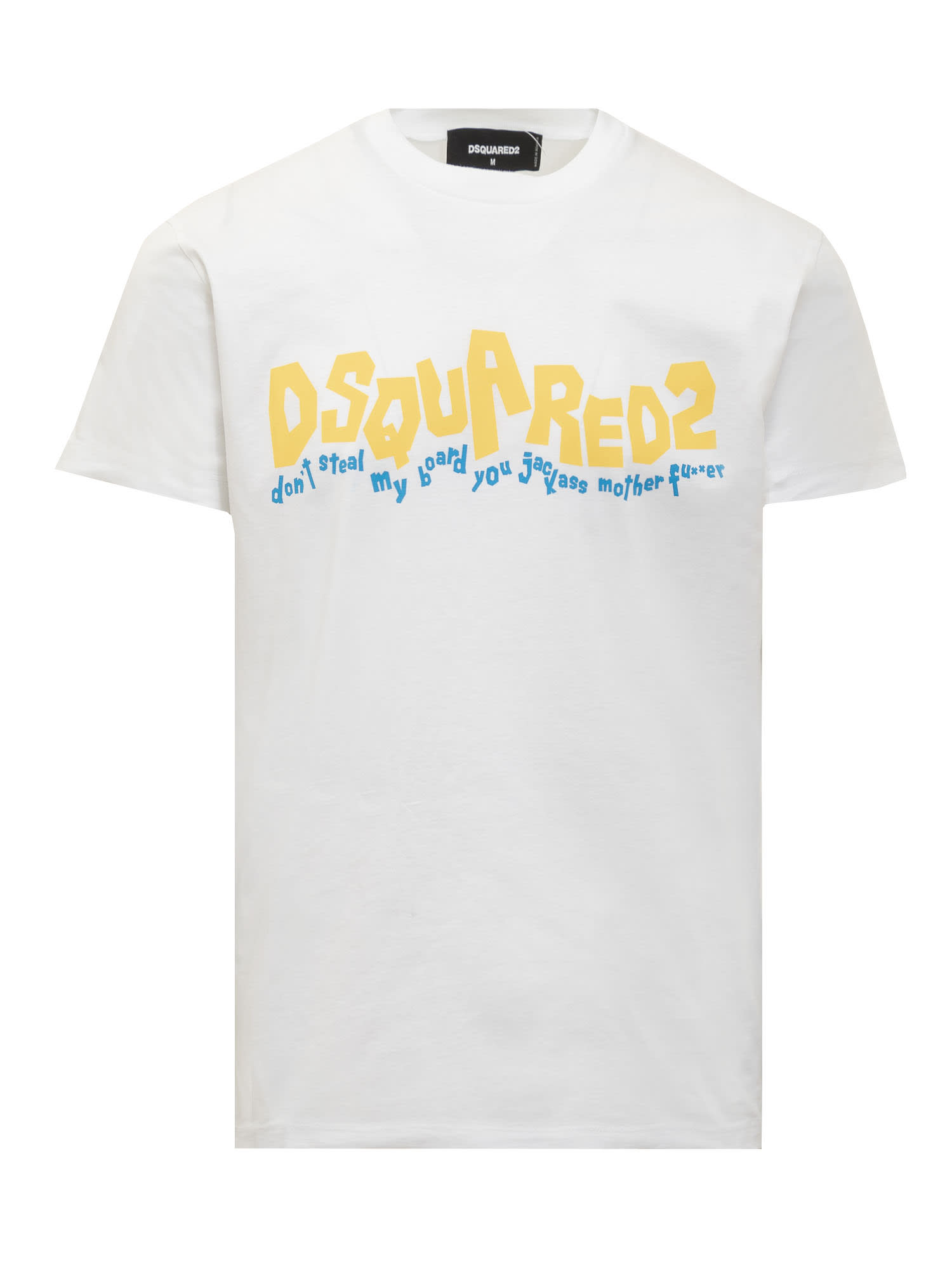 Dsquared2 Crew Neck Cool Fit T-shirt With Printed Logo In White