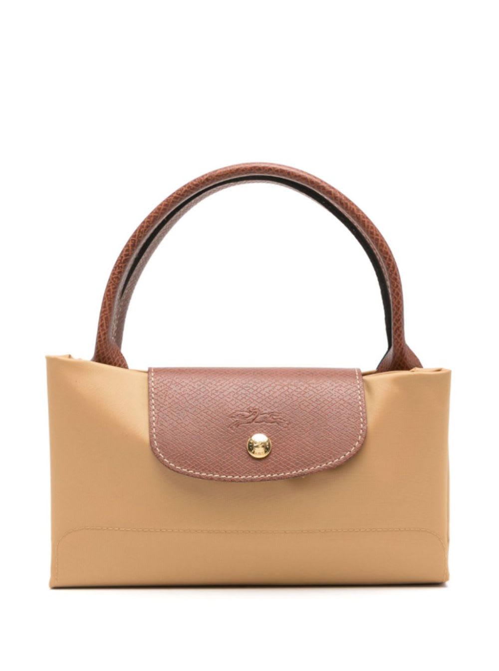Longchamp M Le Pliage Original Beige Handbag With Embossed Logo In Canvas Woman In Beige