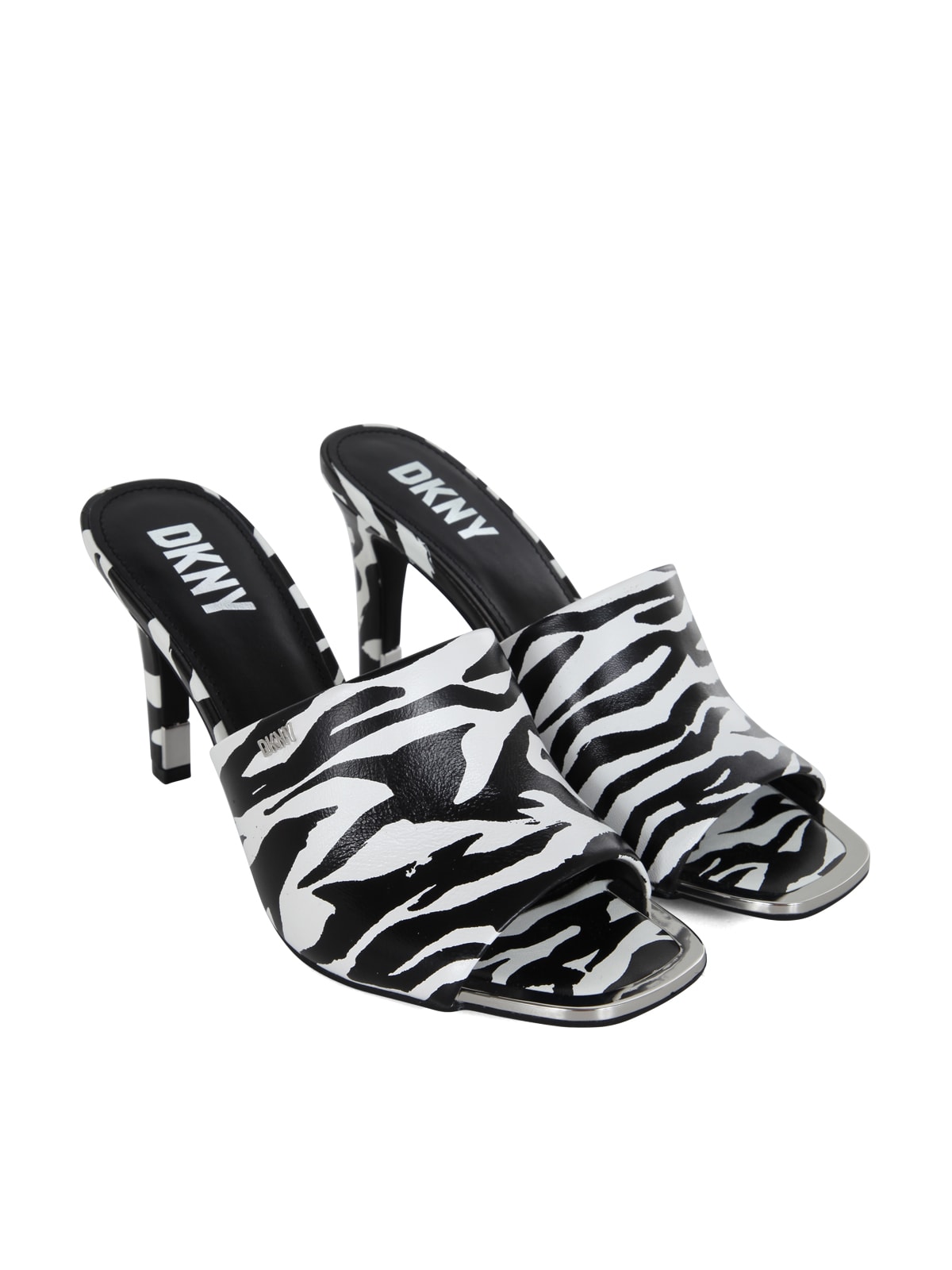 Shop Dkny Dress Shoes Sandal Mule 90mm In Black White