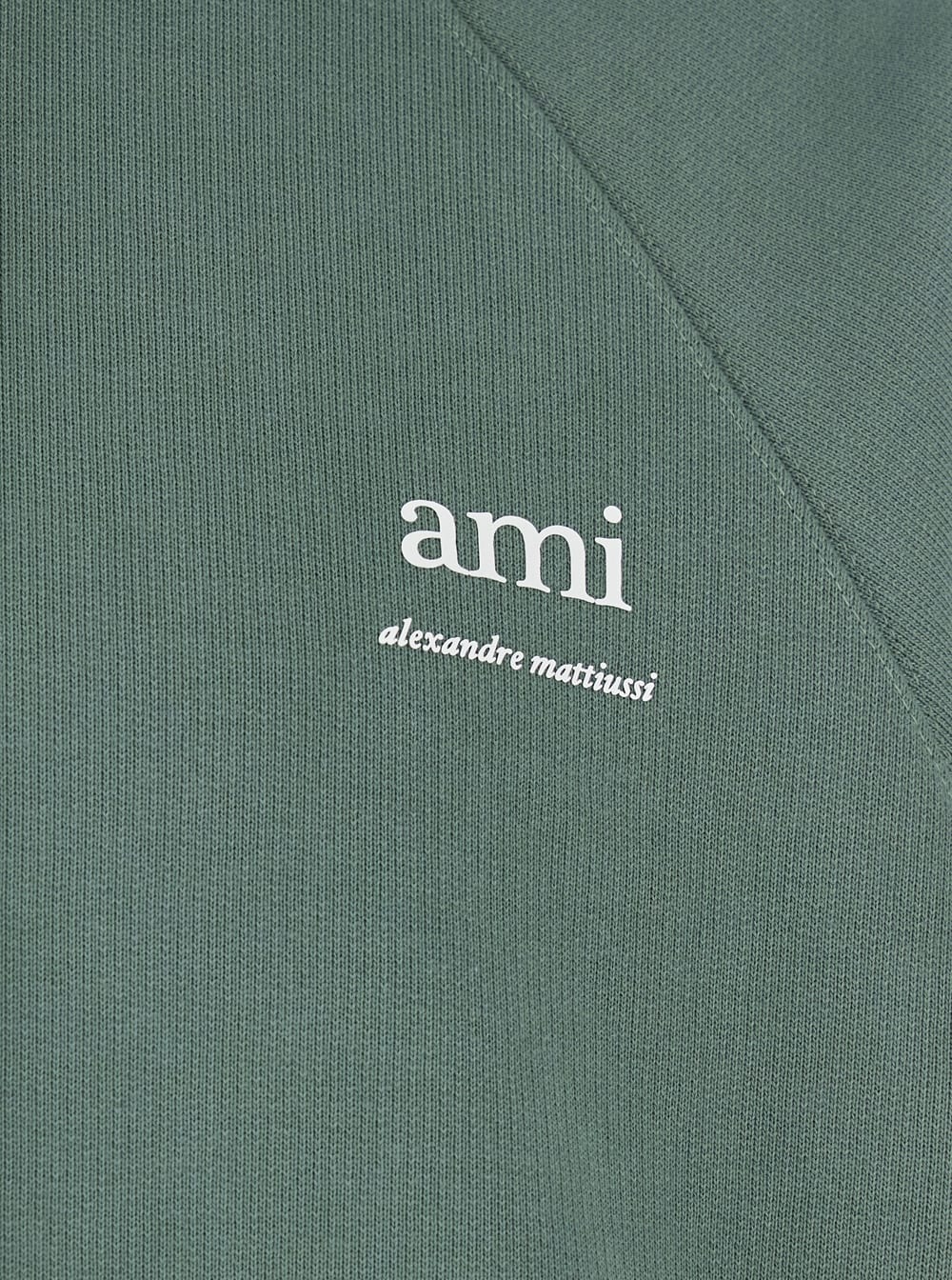 Shop Ami Alexandre Mattiussi Green Hoodie With Logo Print In Cotton Man