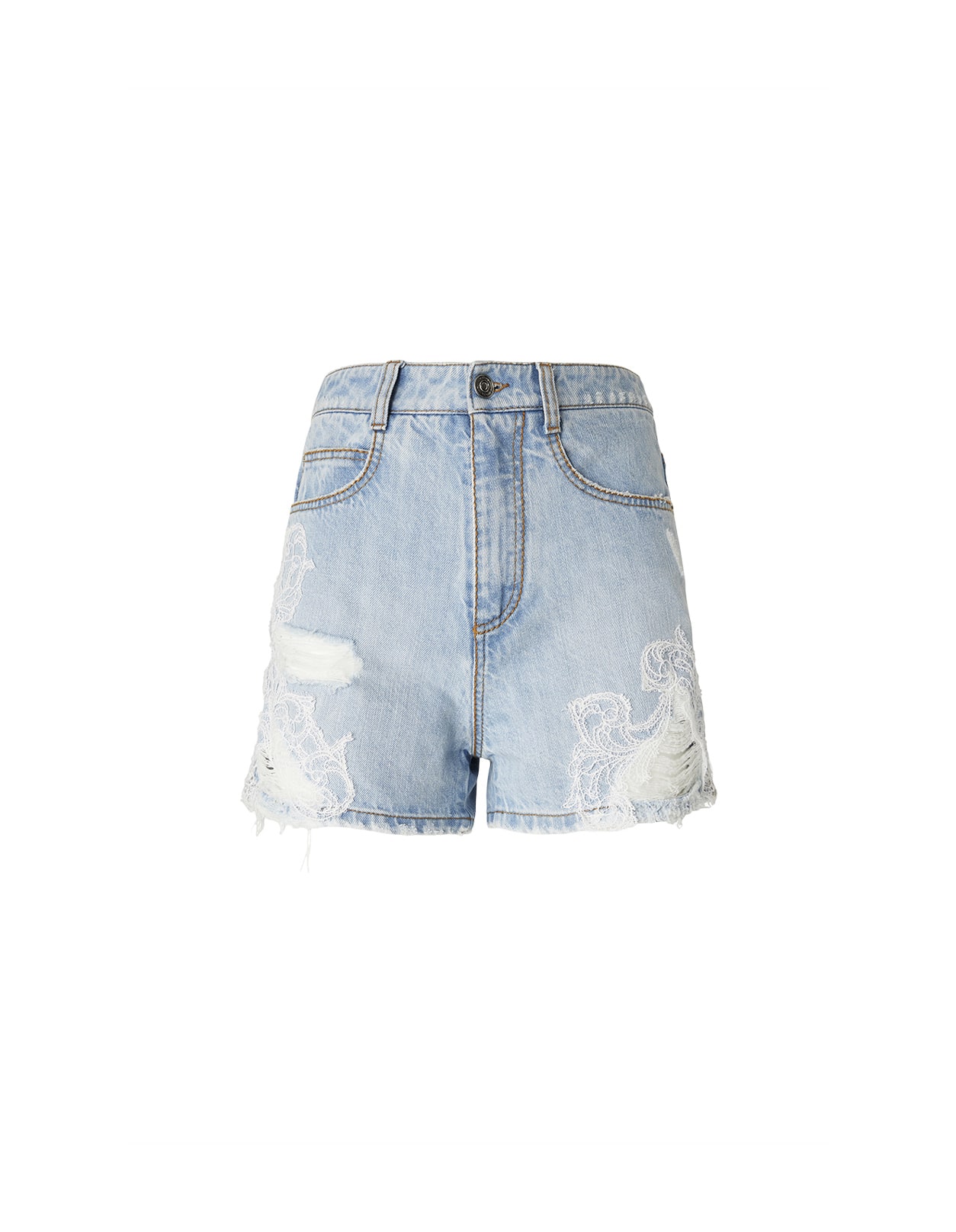 Ermanno Scervino Light Blue Jeans Shorts With Lace