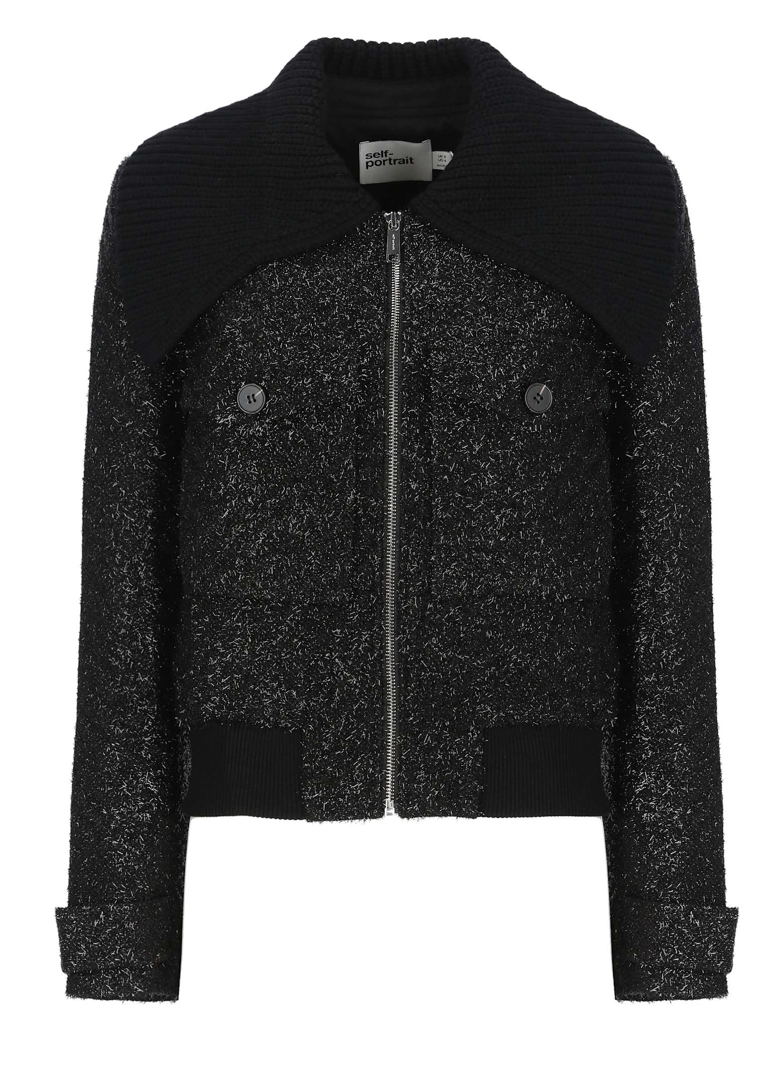 Shop Self-portrait Lurex Jacket In Black