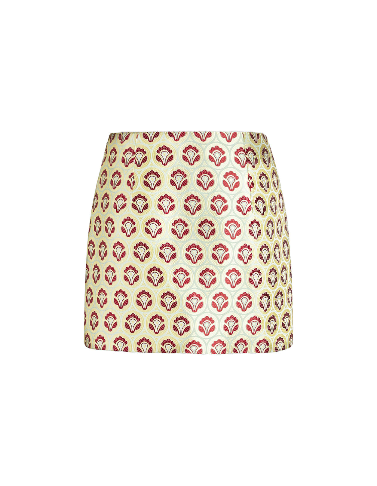 Shop Etro Yellow Shiny Jacquard Mini Skirt