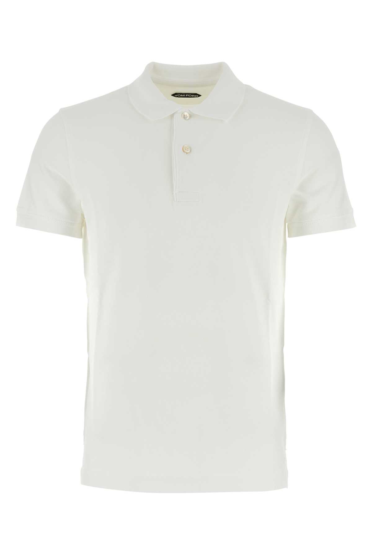 Shop Tom Ford White Piquet Polo Shirt