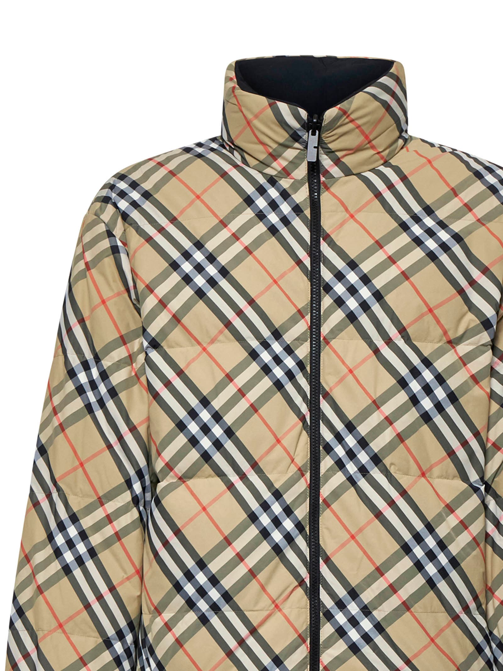 Shop Burberry Down Jacket In Sand Ip Check