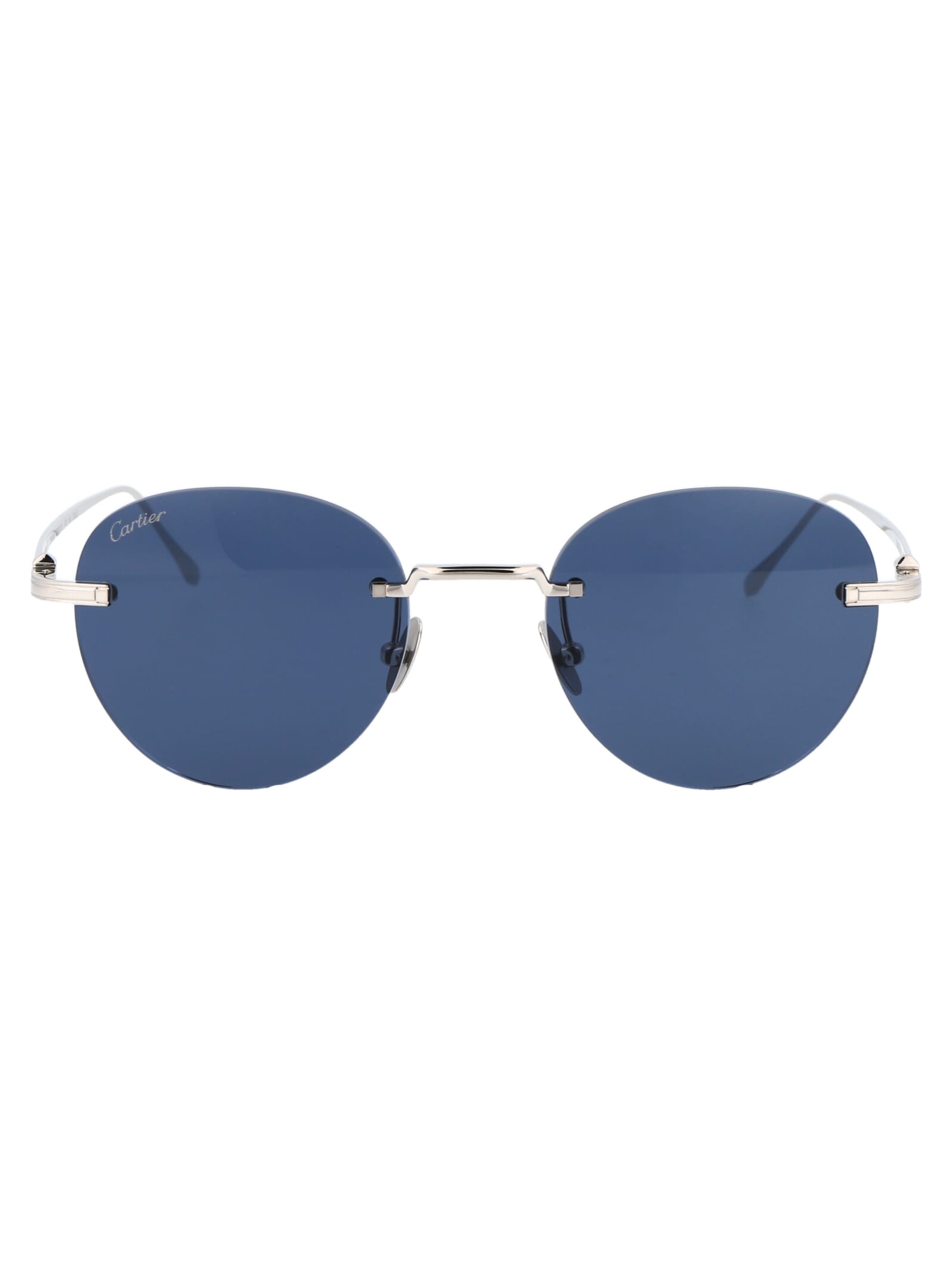 Shop Cartier Ct0331s Sunglasses In 001 Silver Silver Blue