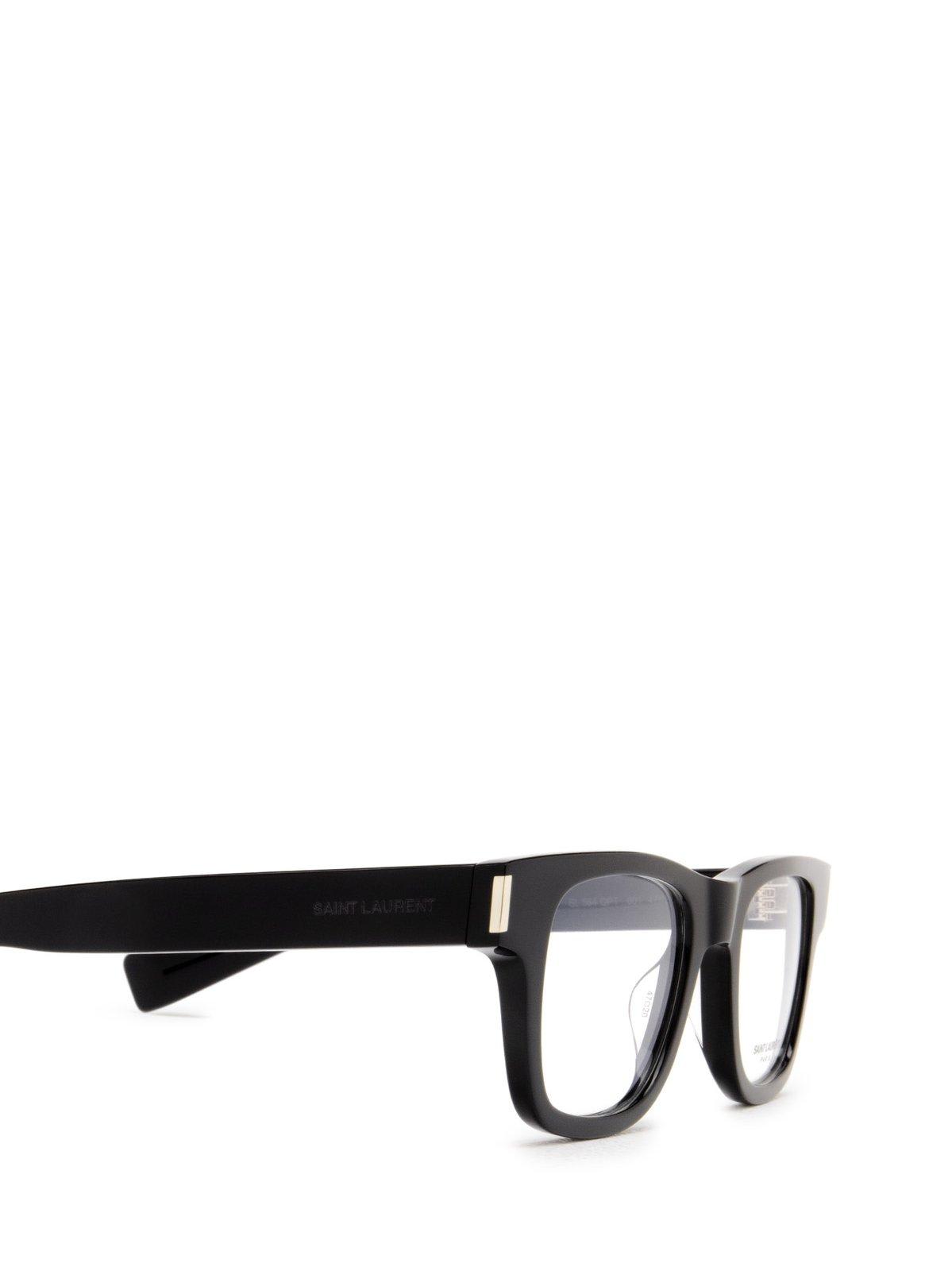 Shop Saint Laurent Square Frame Glasses In 001 Black Black Transpare