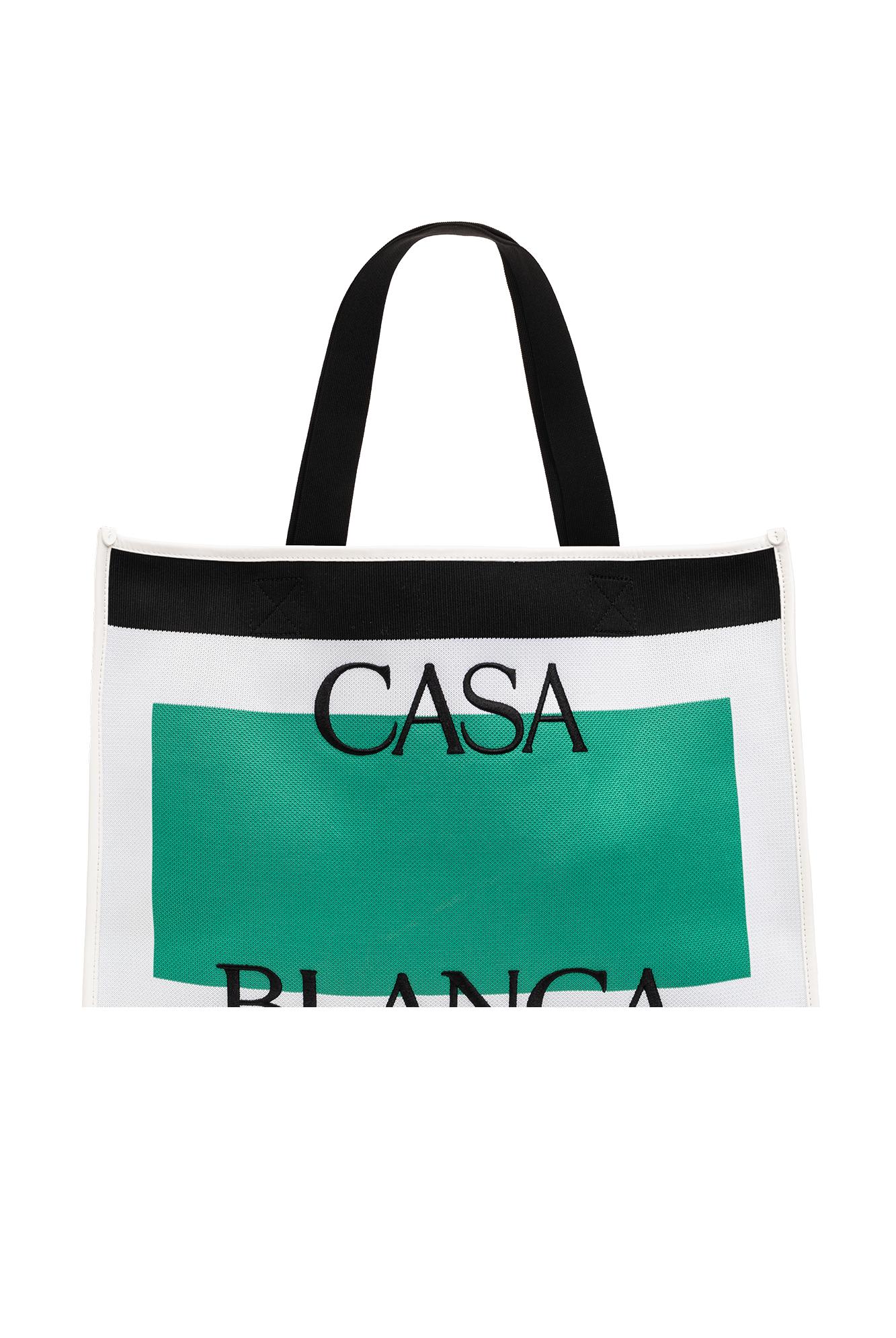 Shop Casablanca Shopper Bag In White/ Green