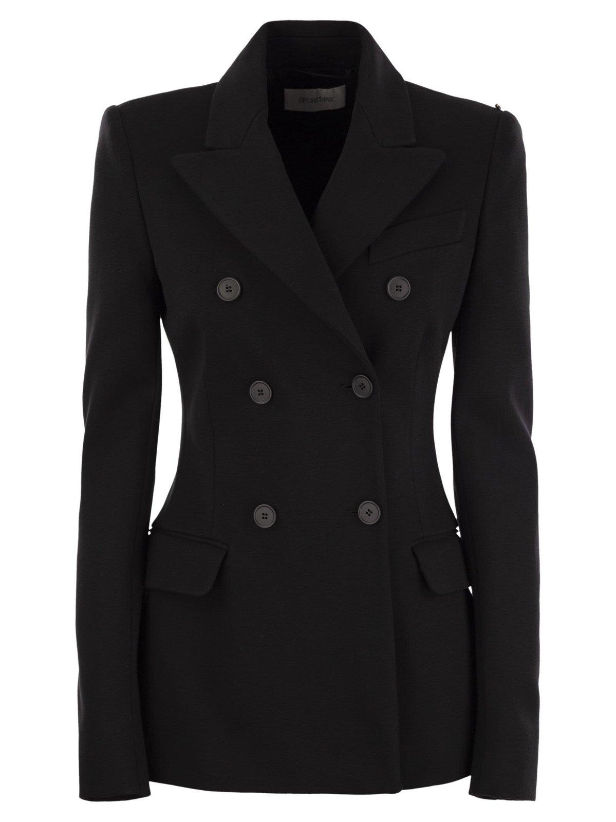 Shop Sportmax Double-breasted Long-sleeved Jacket In Nero