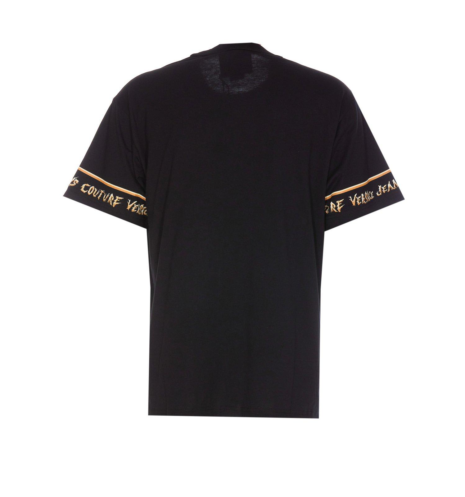 Shop Versace Jeans Couture Chromo Couture Printed Crewneck T-shirt In Black