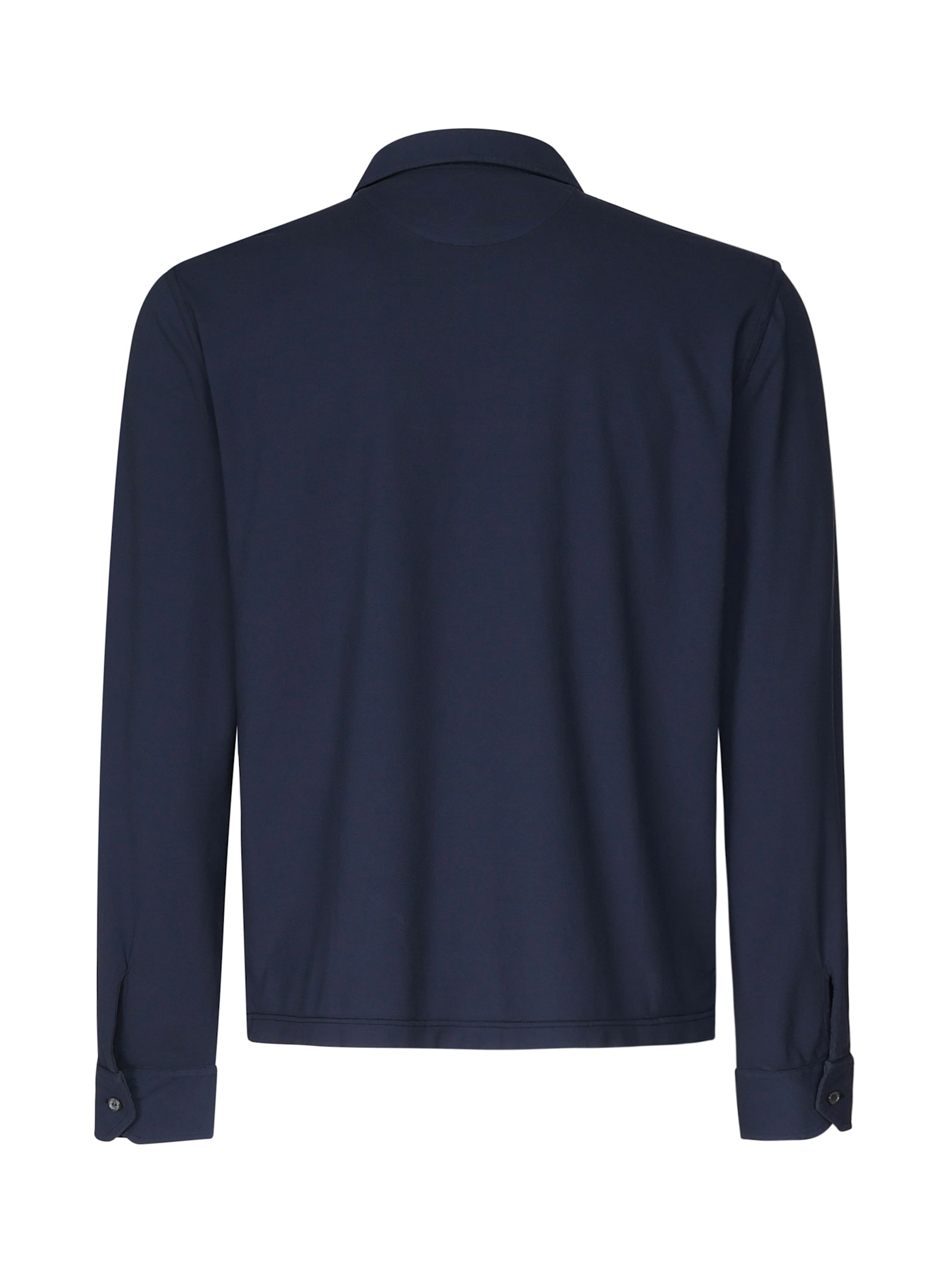 Fedeli Long Sleeve Polo In Organic Cotton In Blue