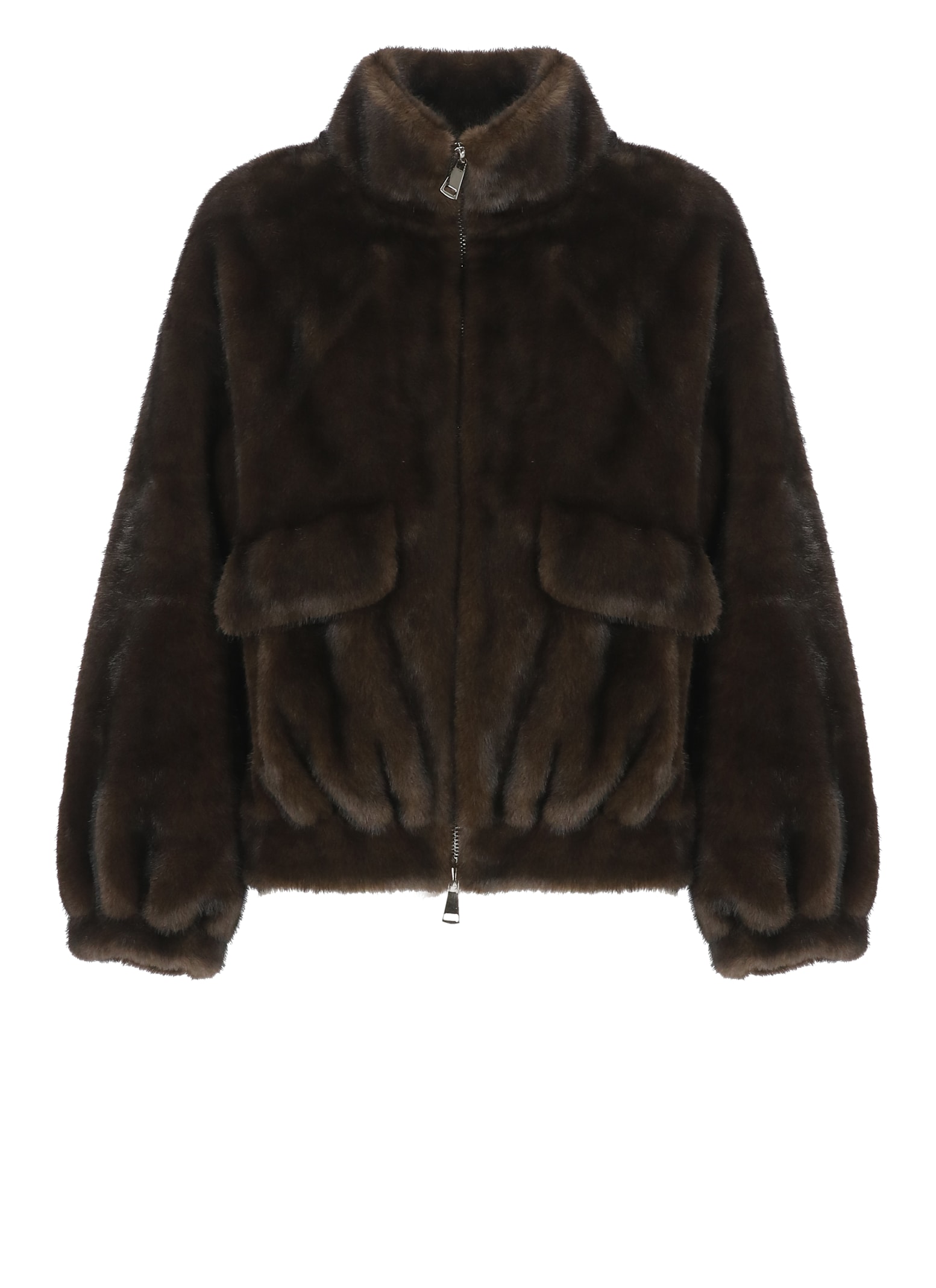 Betta Corradi Faux Fur Coat In Brown