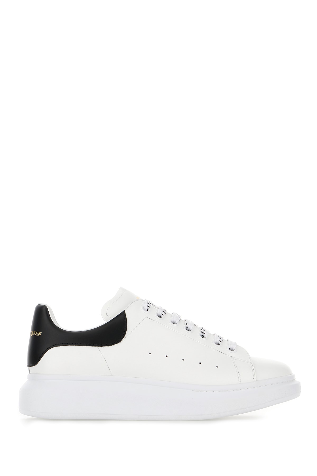 Alexander Mcqueen White Leather Sneakers With Black Leather Heel In Multicolor