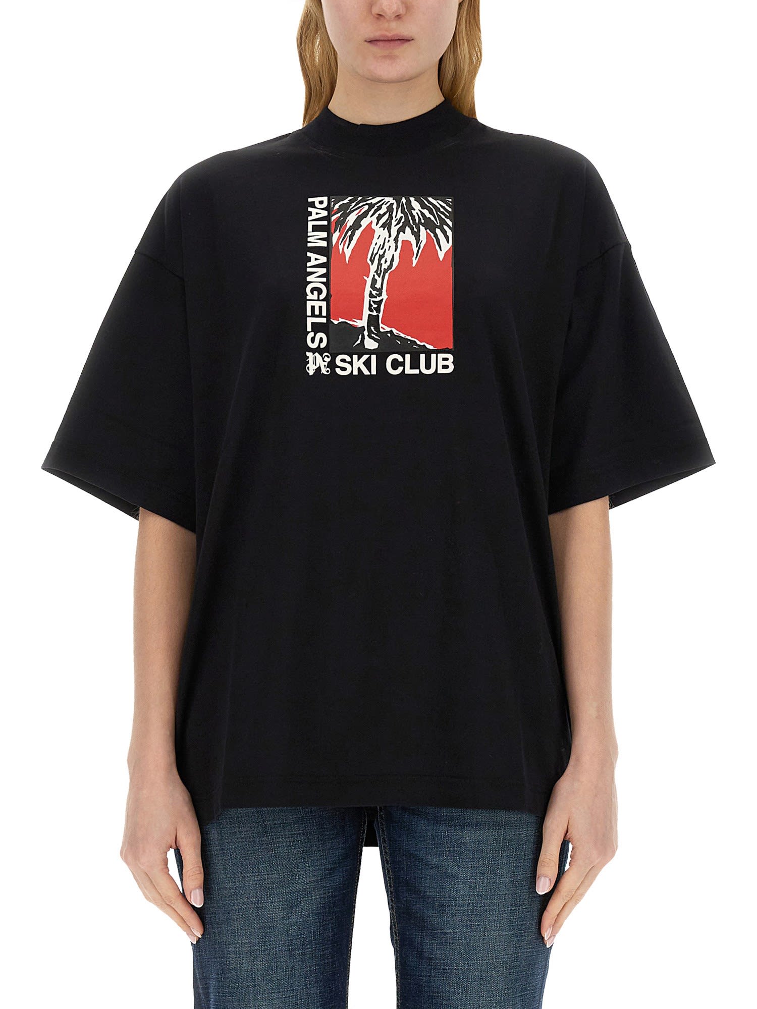 Shop Palm Angels Palm Soft Fit T-shirt Ski Club In Nero